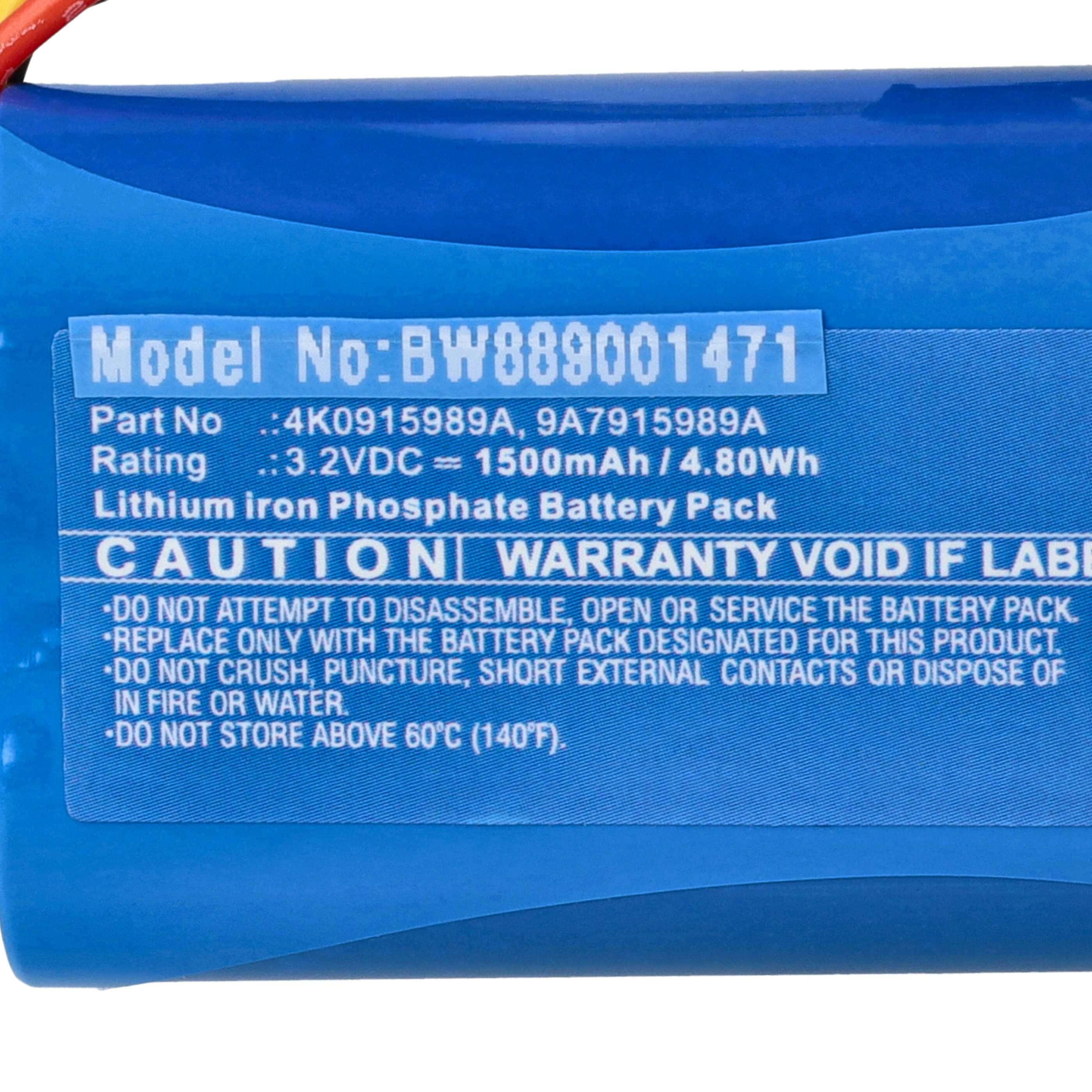 Batería reemplaza Audi 4M0 907 486, 4K0915989A para baliza de emergencia Audi - 1500 mAh 3,2 V LiFePO4