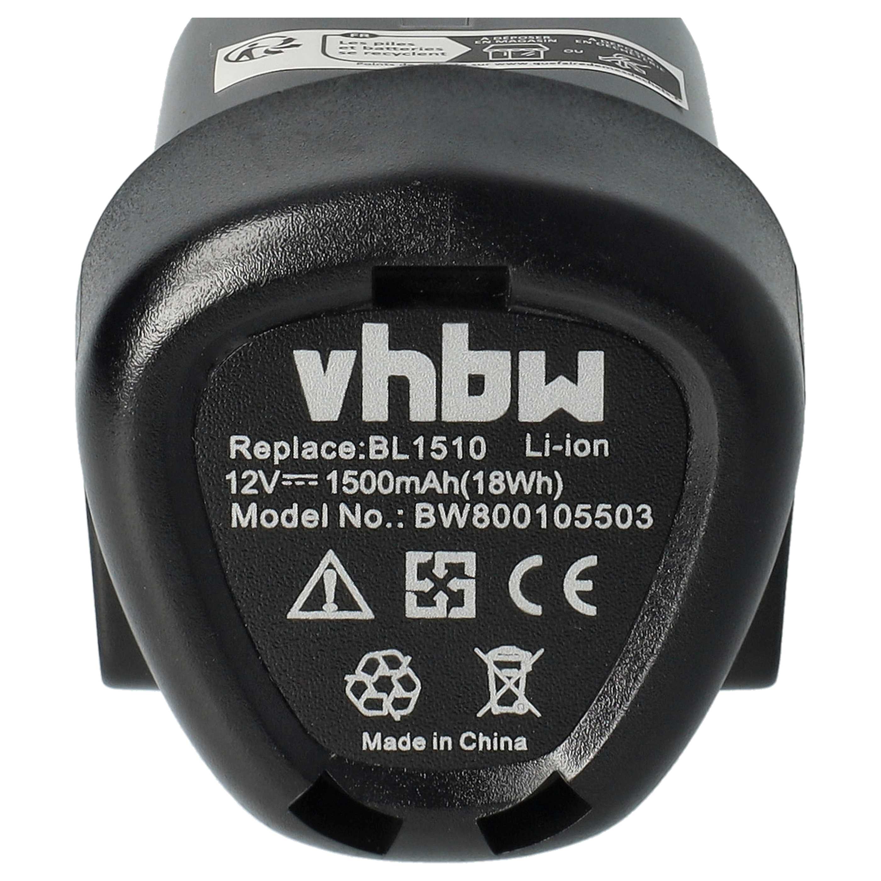 2x Battery replaces Black & Decker BL1110, BL1310, BL1510, LB12 Electric Power Tool - 1500 mAh, 12 V, Li-Ion