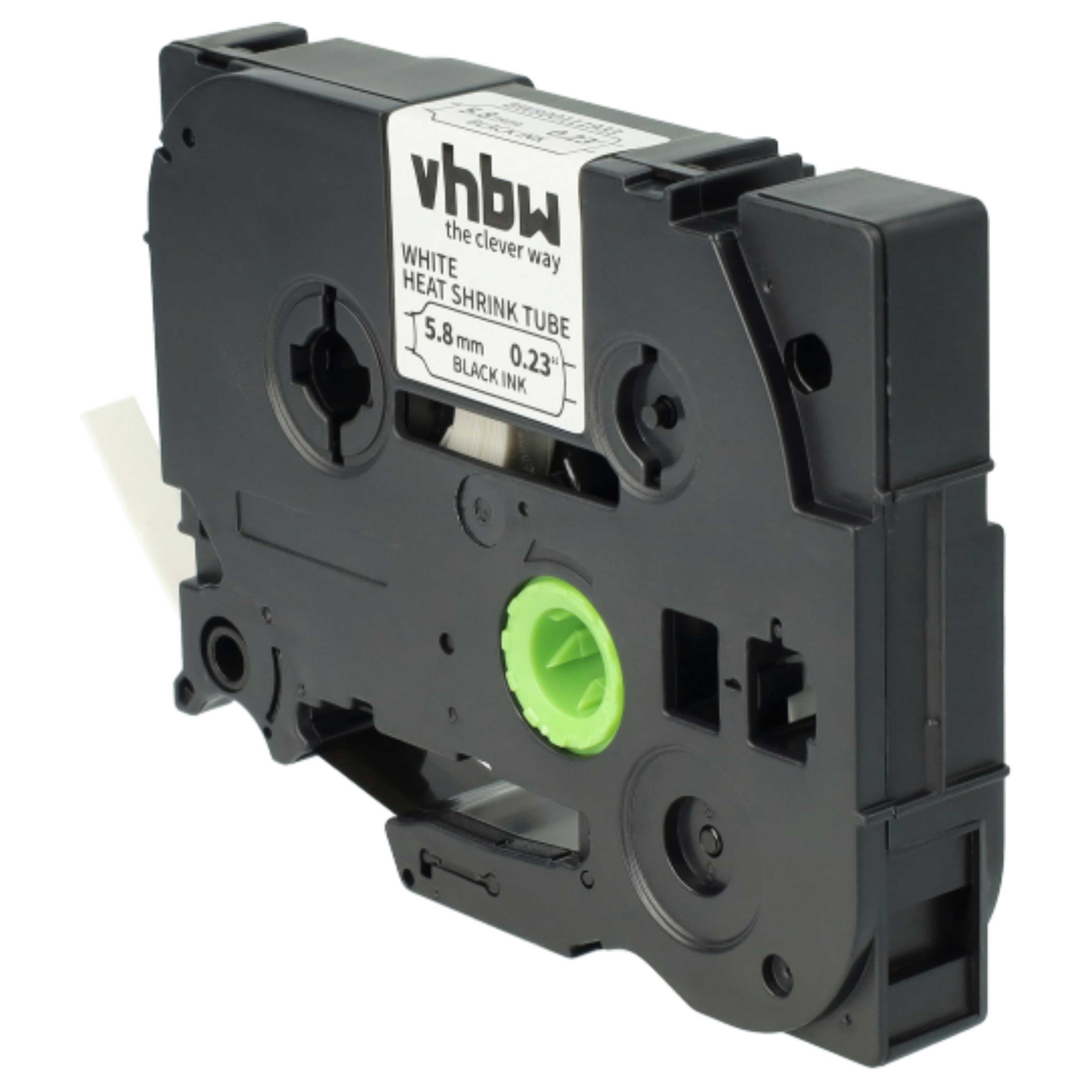 5x Label Tape replaces Brother HSE-211 - Black to White, Heat Shrink Tape, 5.8 mm