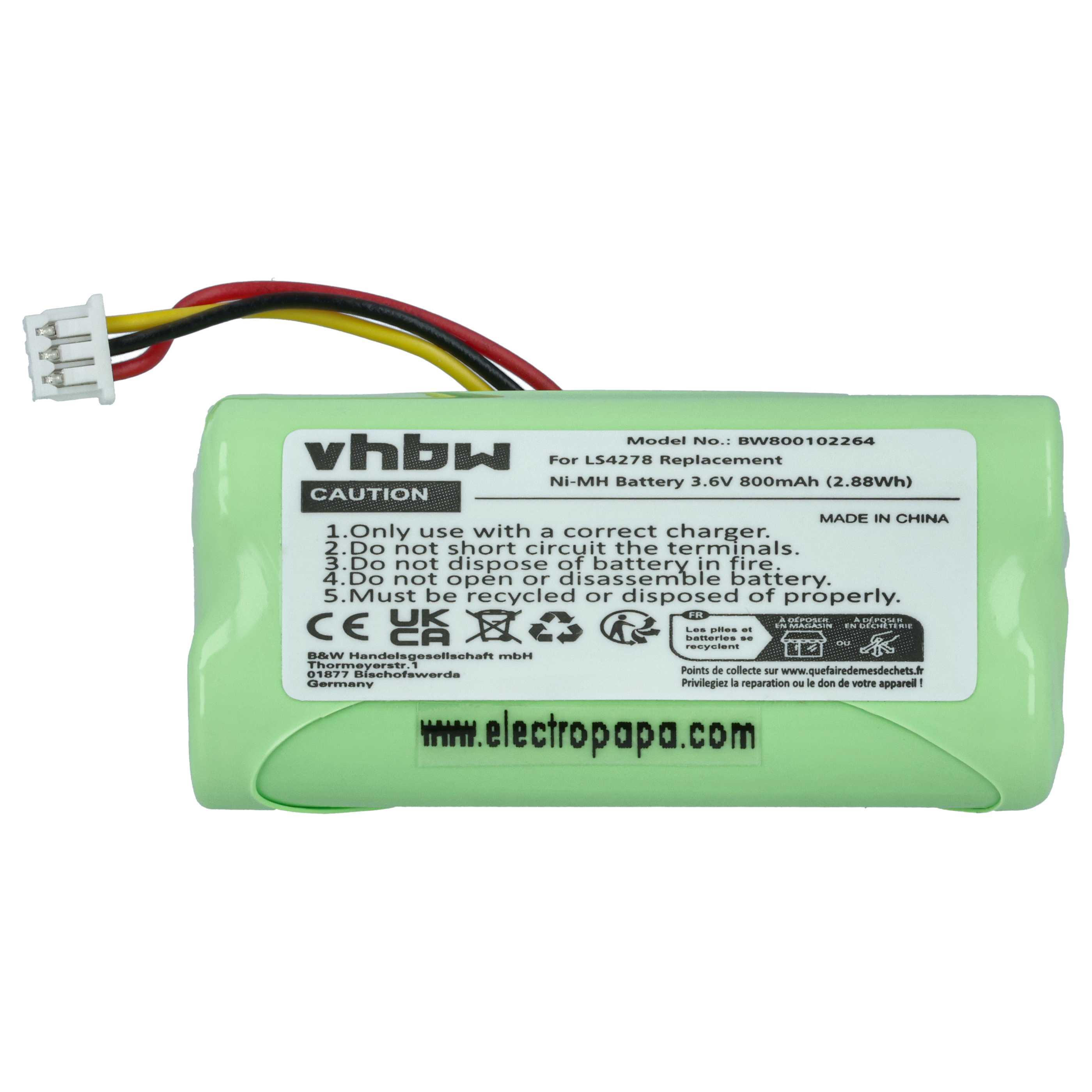 2x Battery replaces 82-67705-01, BTRY-LS42RAAOE-01 for Symbol Barcode Scanner POS - 800 mAh 3.6 V