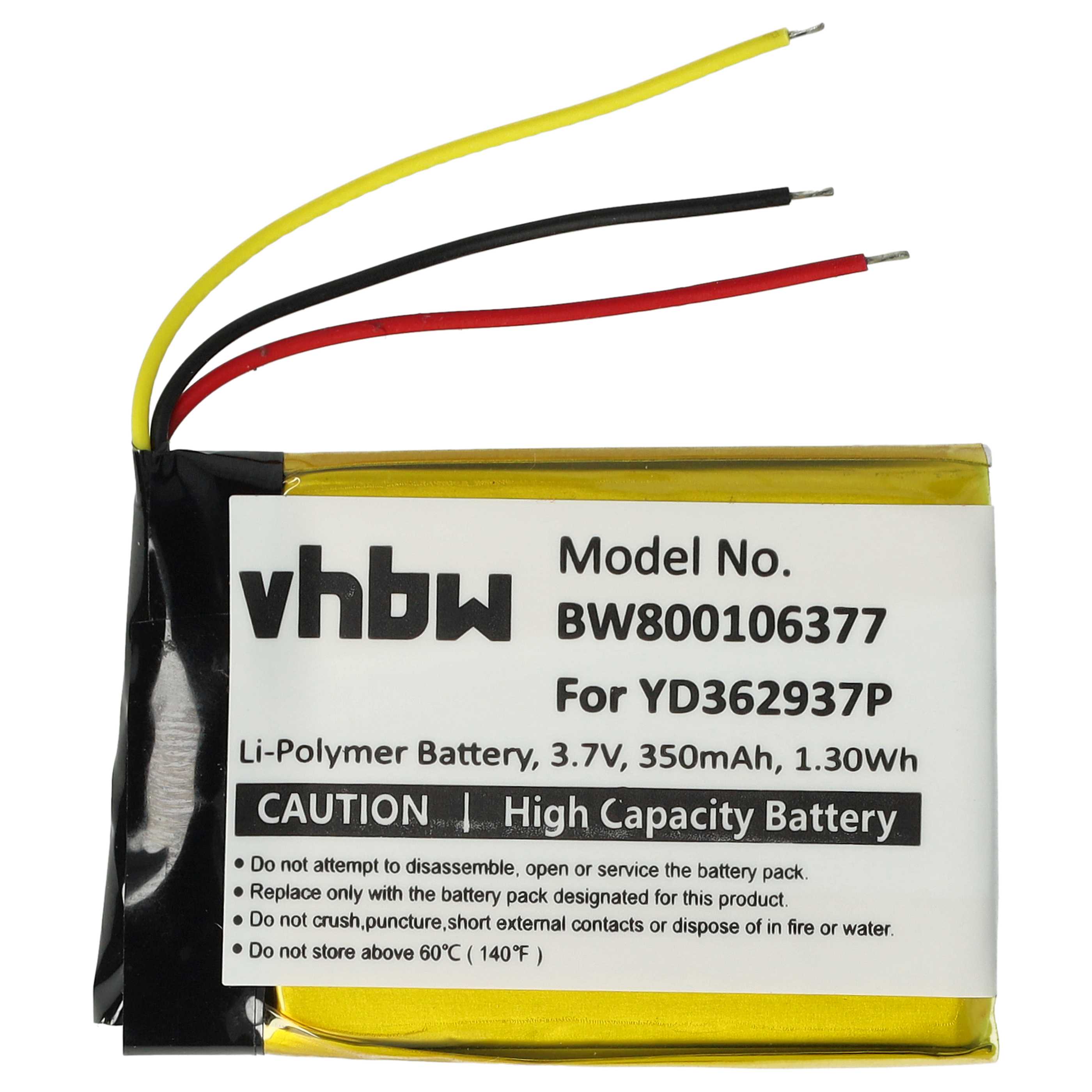 Batería reemplaza GoPro YD362937P para mando a distancia GoPro - 350 mAh 3,7 V Li-poli