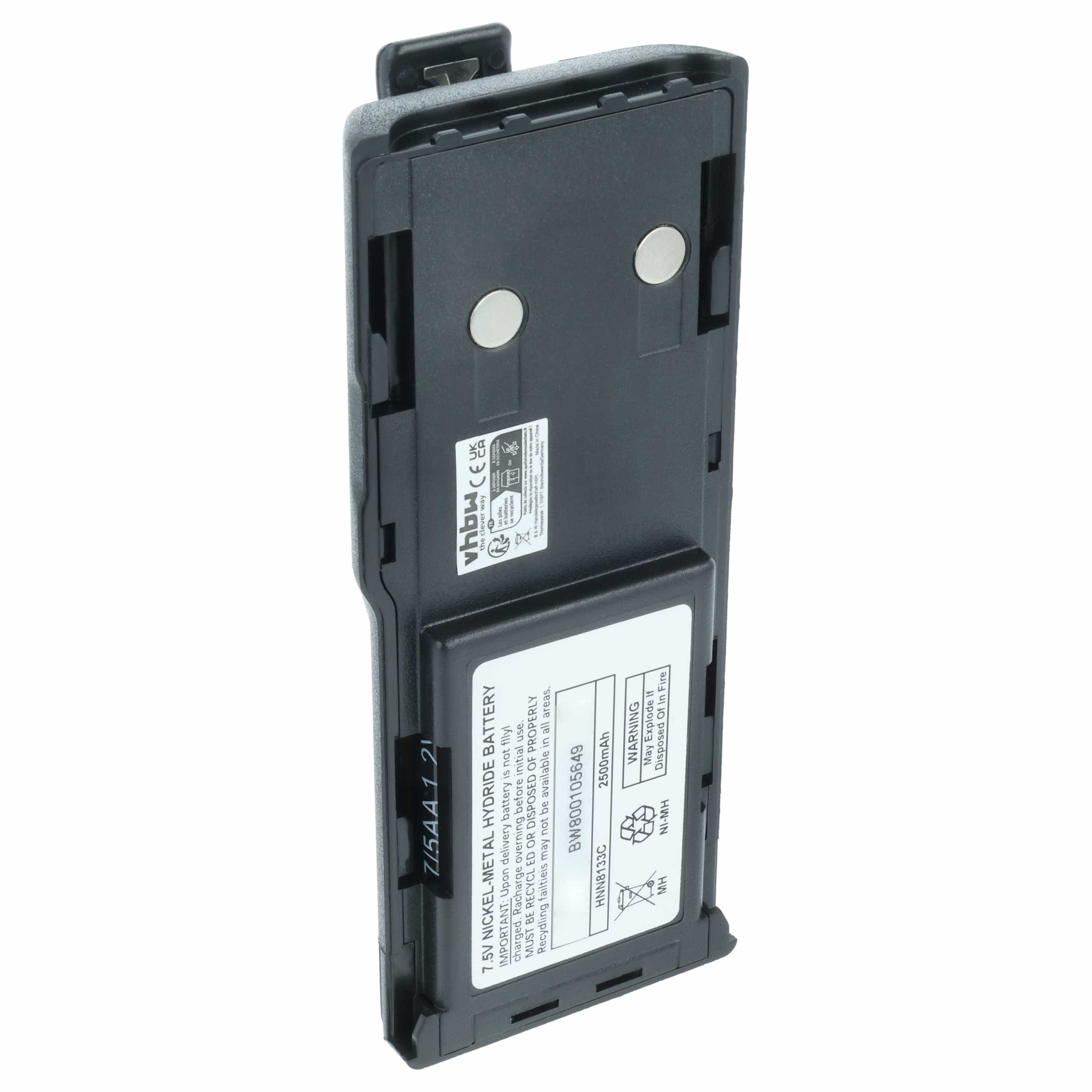 Radio Battery replaces Motorola HNN8133C, HNN9628A, HNN8308A, HNN9628 - 2500 mAh 7.5 V NiMH + Belt Clip