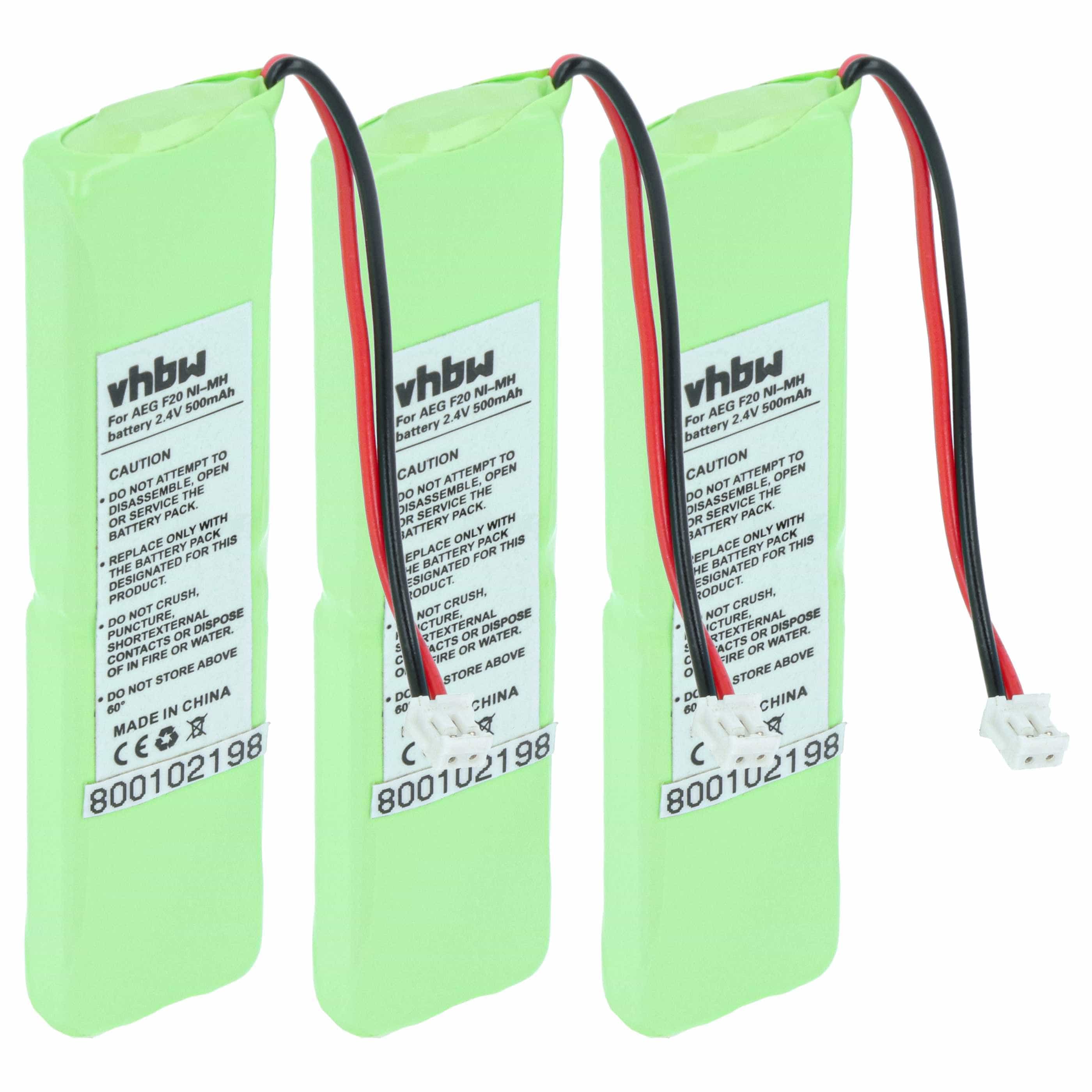 3x Batteries remplace pour téléphone Grundig - 500mAh 2,4V NiMH