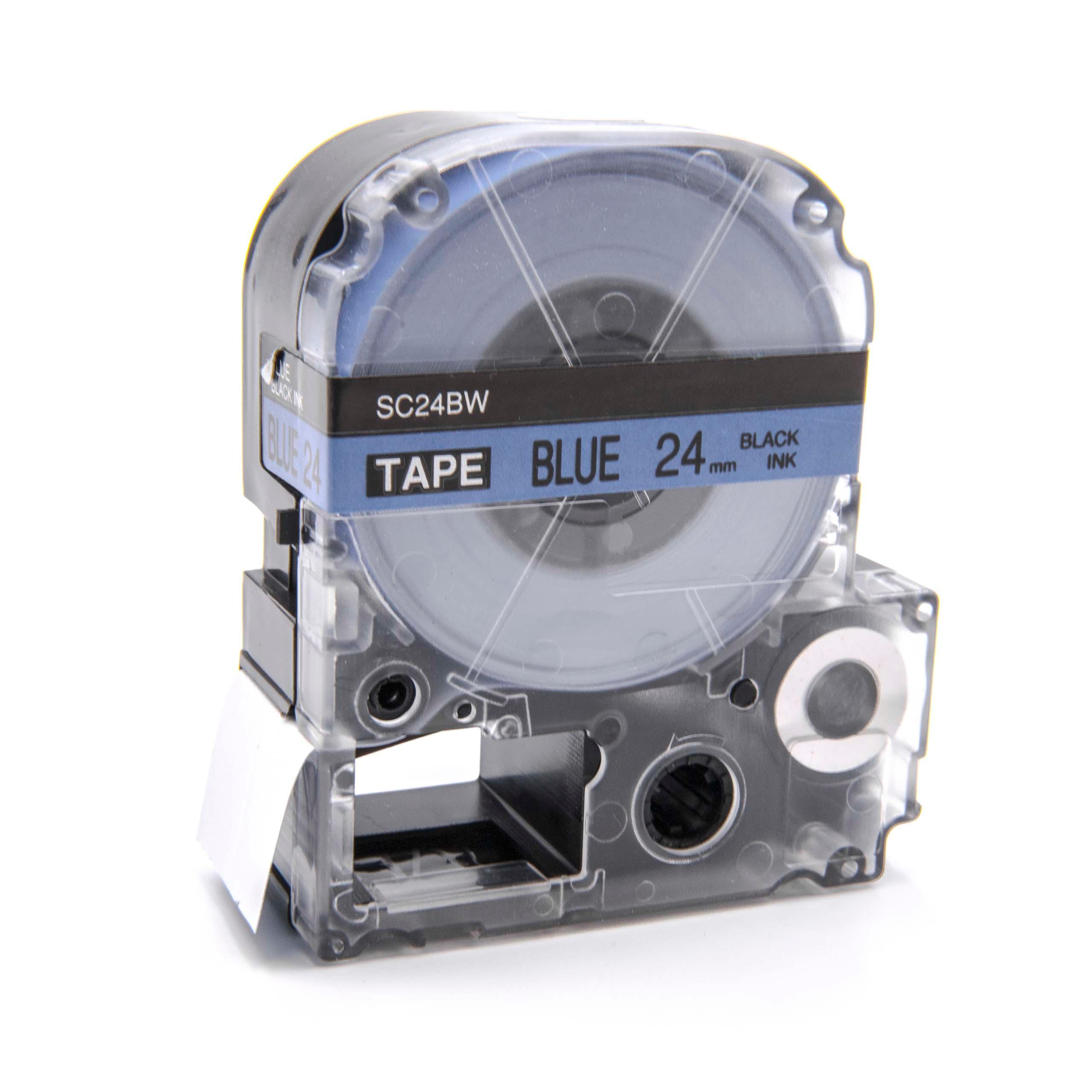 Cassette à ruban remplace Epson LC-6LBP - 24mm lettrage Noir ruban Bleu