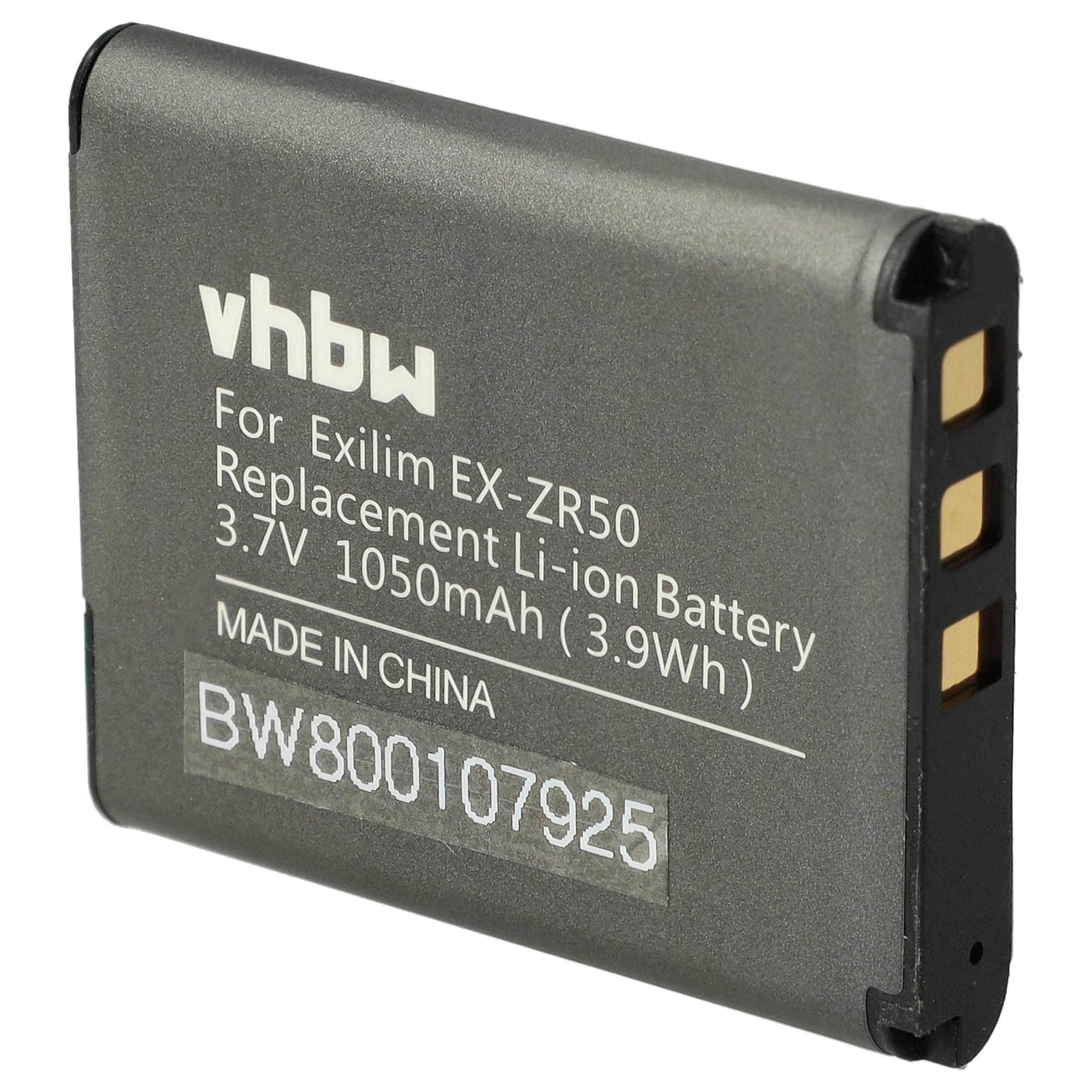 Battery replaces Casio NP-160 - 1050mAh, 3.7V, Li-Ion