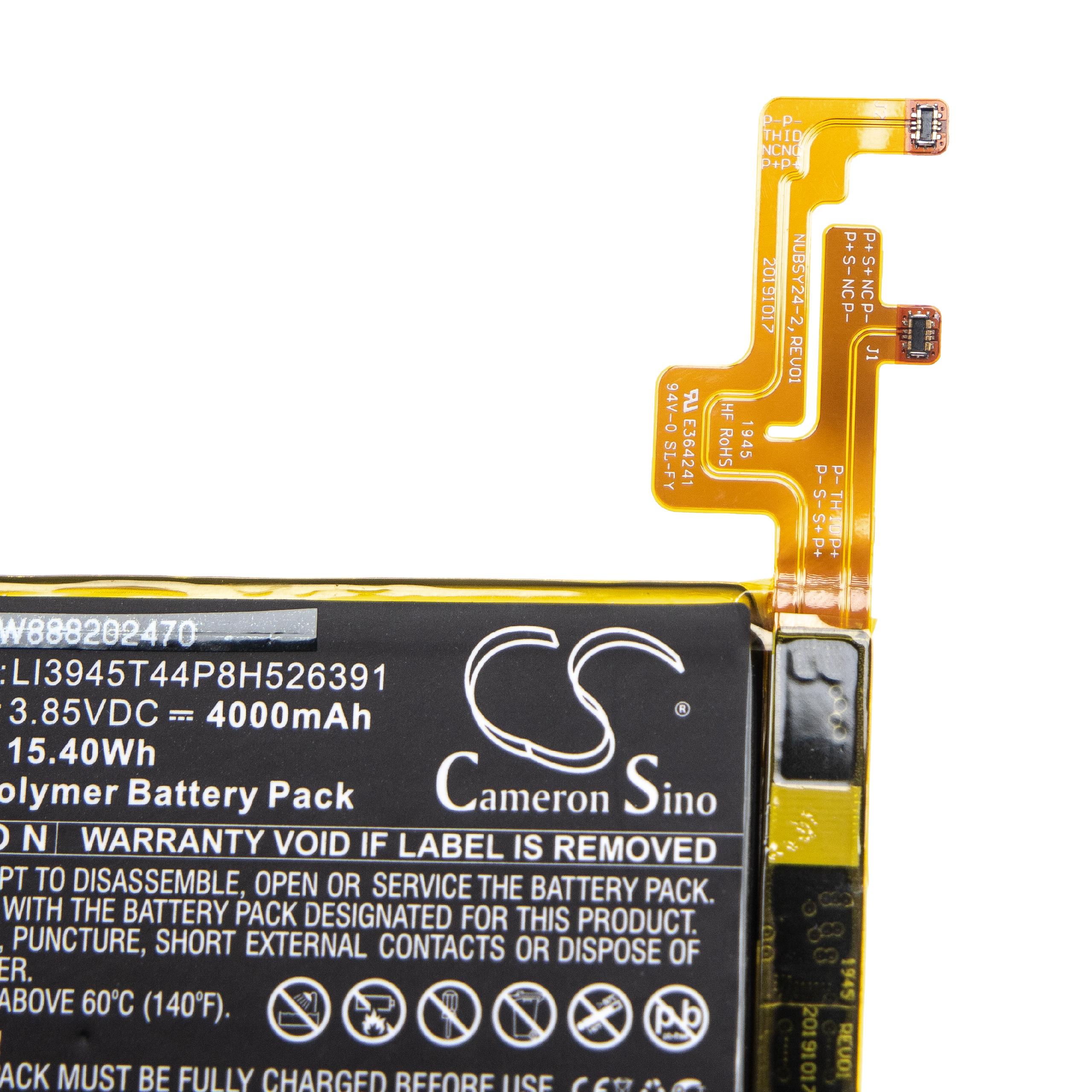 Batterie remplace ZTE / Nubia LI3945T44P8H526391 pour téléphone portable - 4000mAh, 3,85V, Li-polymère