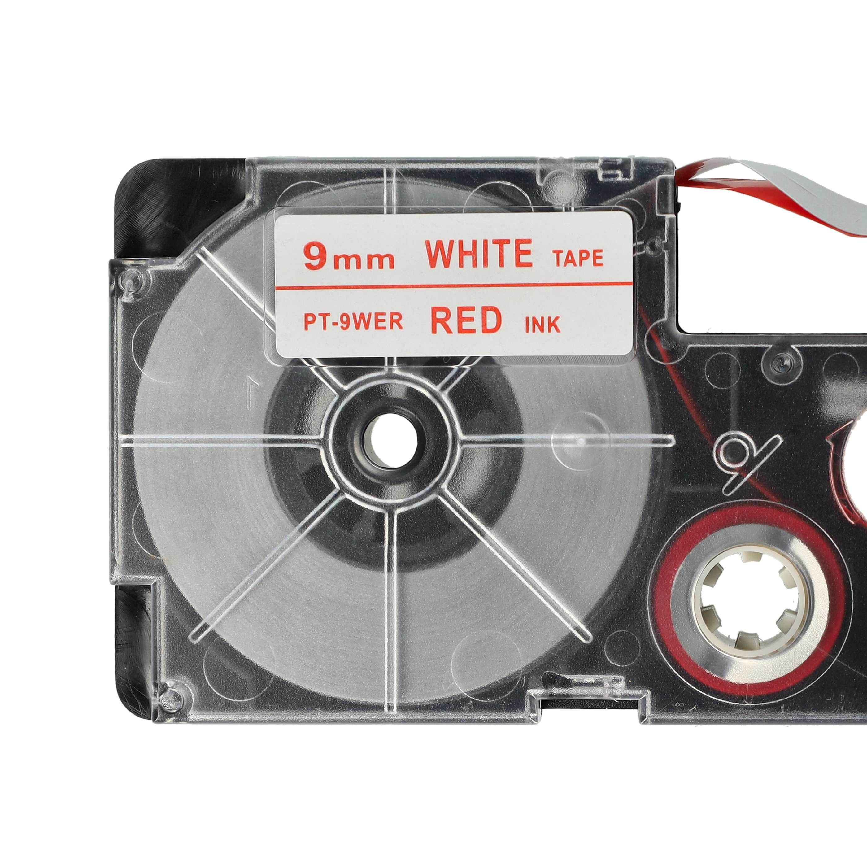 Label Tape replaces Casio XR-9WER1, XR-9WER - 9 mm Red to White
