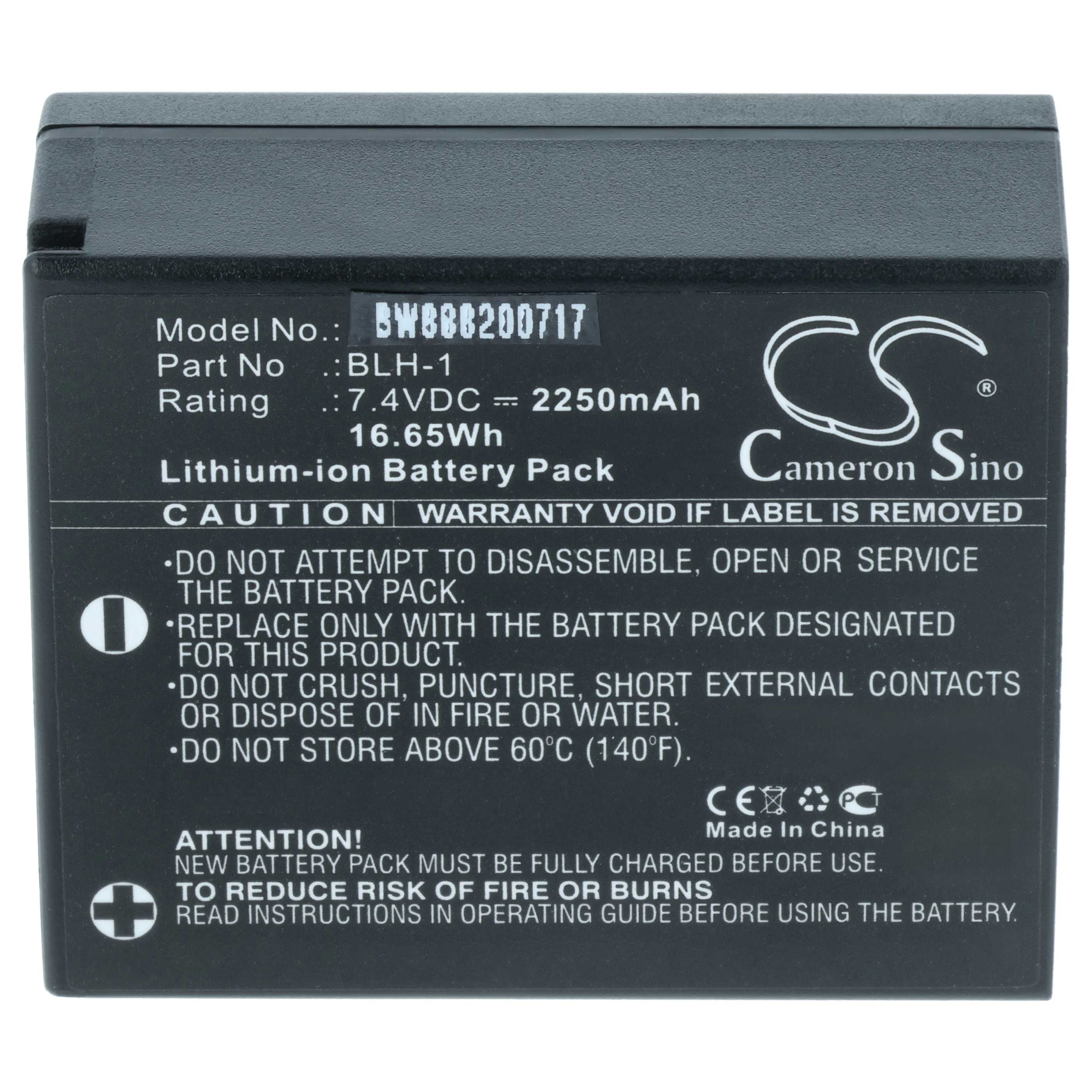 2x Battery replaces Olympus BLH-1 - 2250mAh, 7.4V, Li-Ion