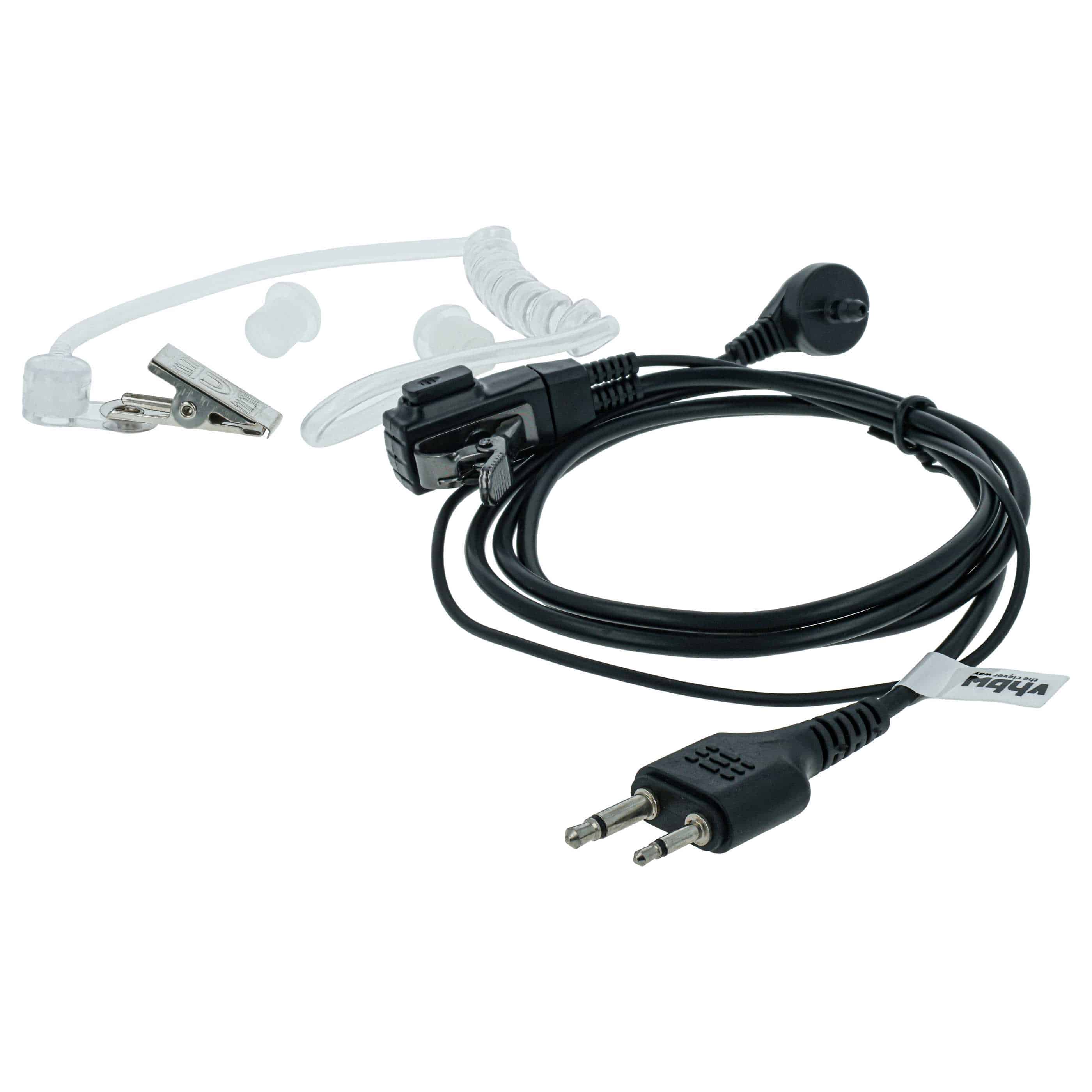Security Radio Headset suitable for Icom IC-24AT - with PTT Microphone + Clip Mount + Phono Cable