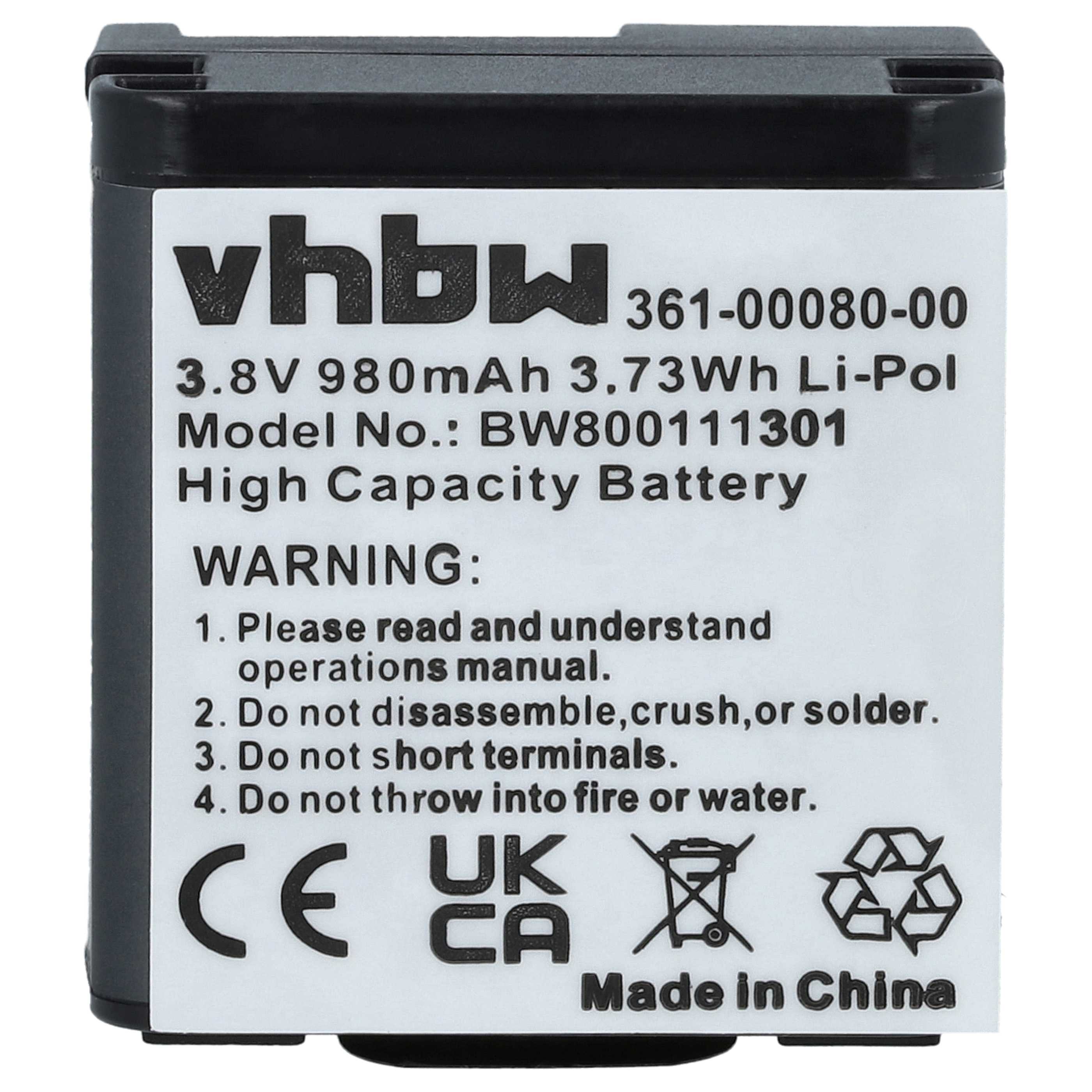 Videocamera 2x Battery replaces Garmin 010-01363-10, 010-12256-01, 361-00080-00 - 980 mAh 3.8 V Li-polymer