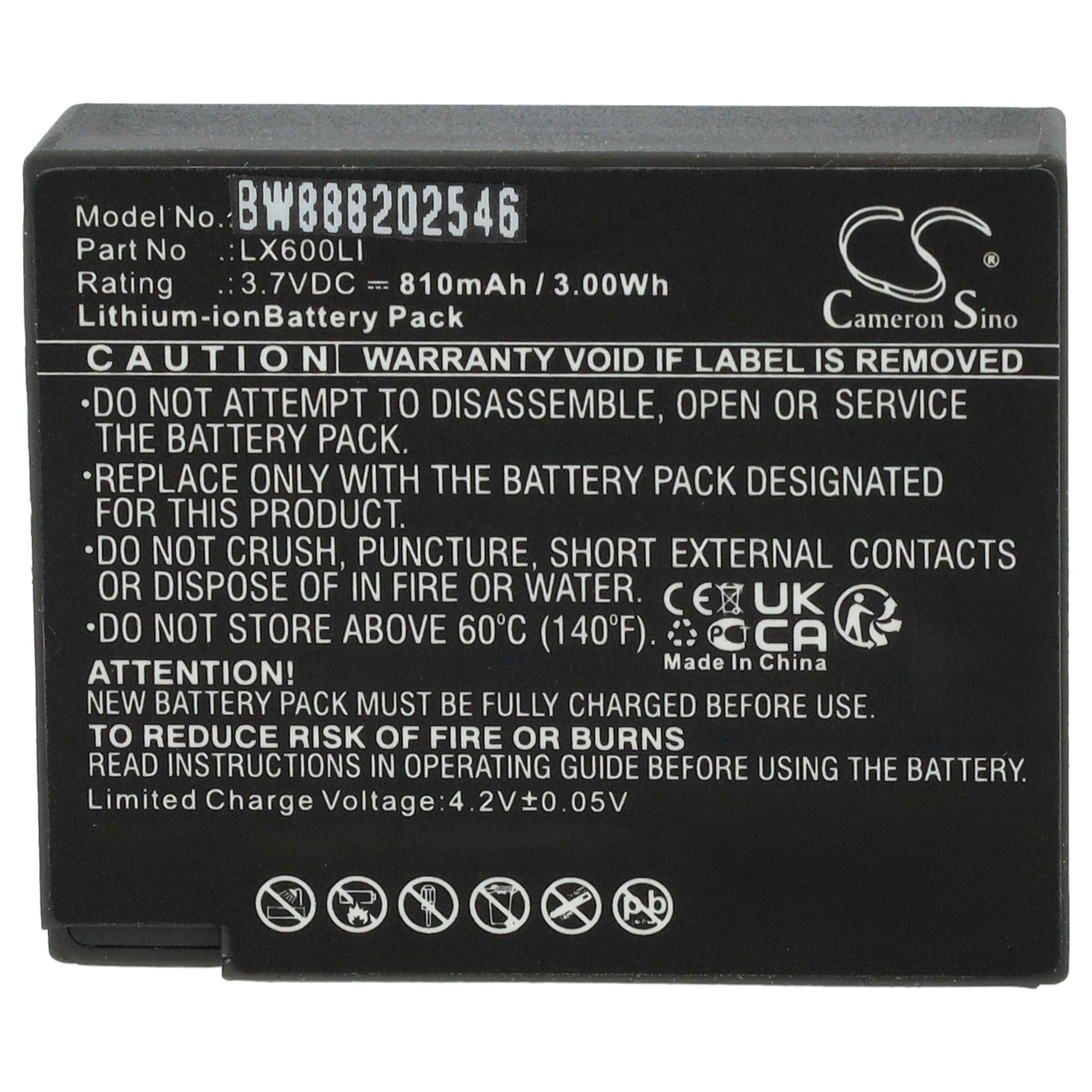 Batteria sostituisce Eartec LX600LI per auricolari cuffie - 810mAh 3,7V Li-Ion