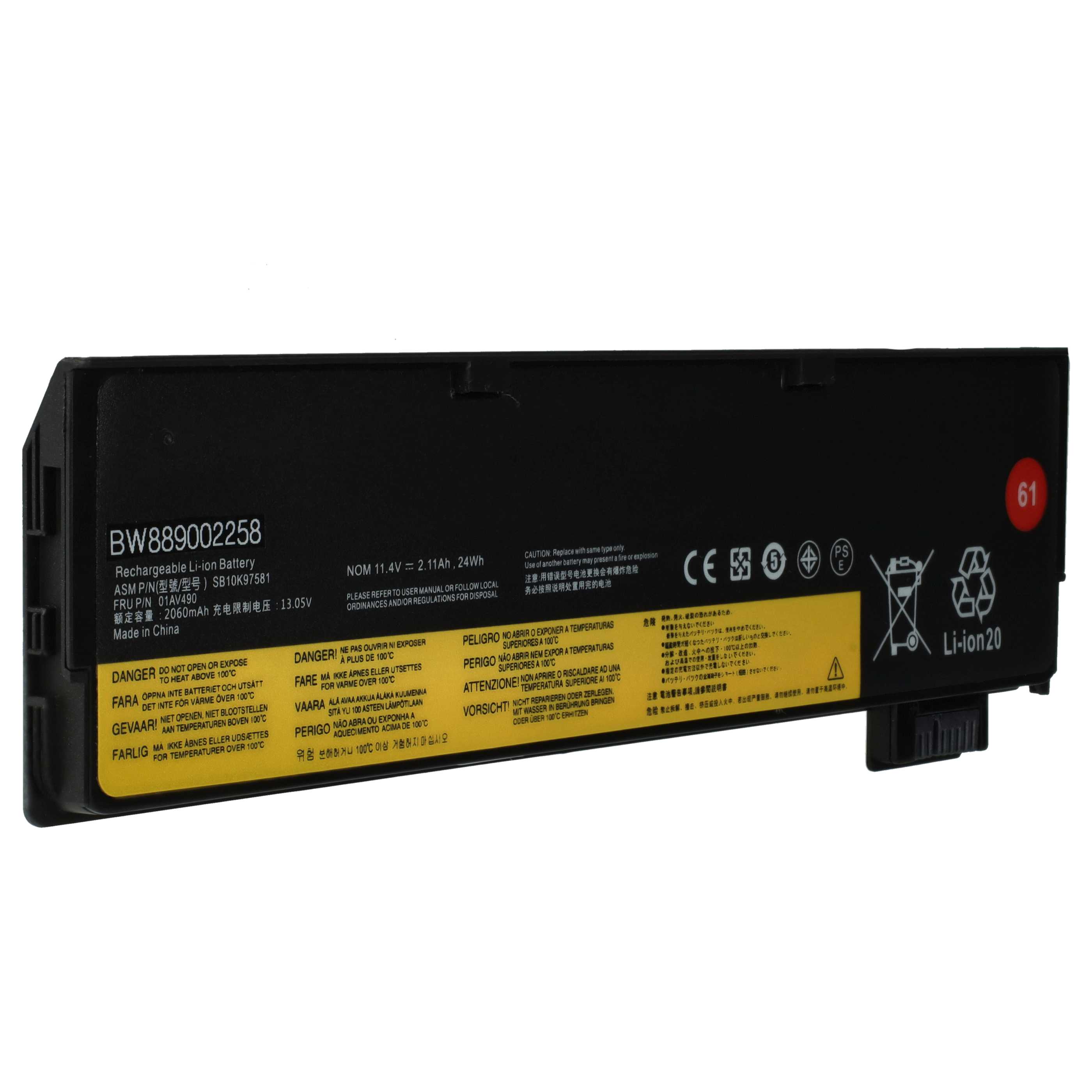 Notebook-Akku als Ersatz für Lenovo 01AV425, 01AV426, 01AV422, 01AV423, 01AV424 - 2060mAh 11,4V Li-Polymer