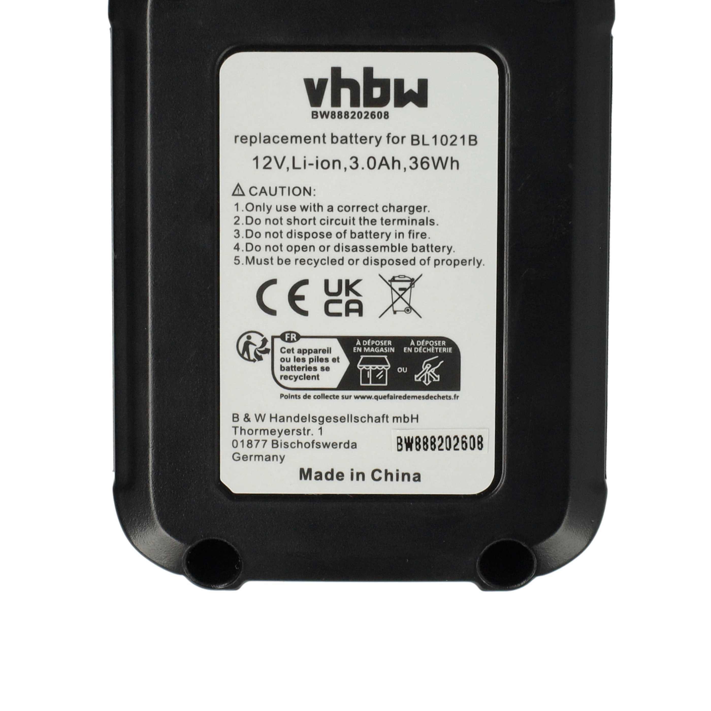 3x Battery replaces Makita 197396-9, 197402-0, 197390-1, 197394-3 Electric Power Tool - 3000 mAh, 12 V, Li-Ion