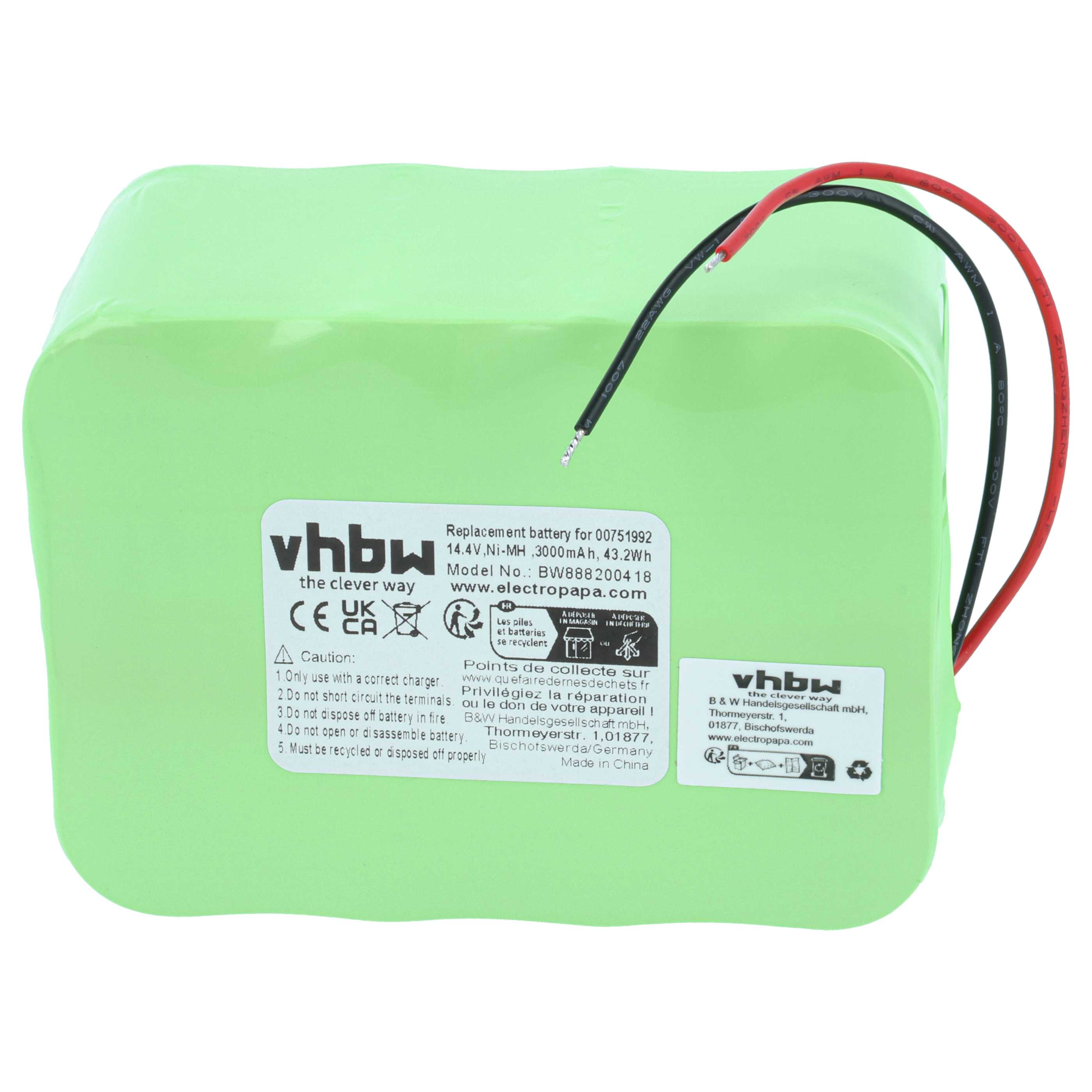 Akku als Ersatz für Bosch GPRHC18SV007, GP180SCHSV12Y2H, FD8901, 00751992 für Bosch - 3000mAh 14,4V NiMH