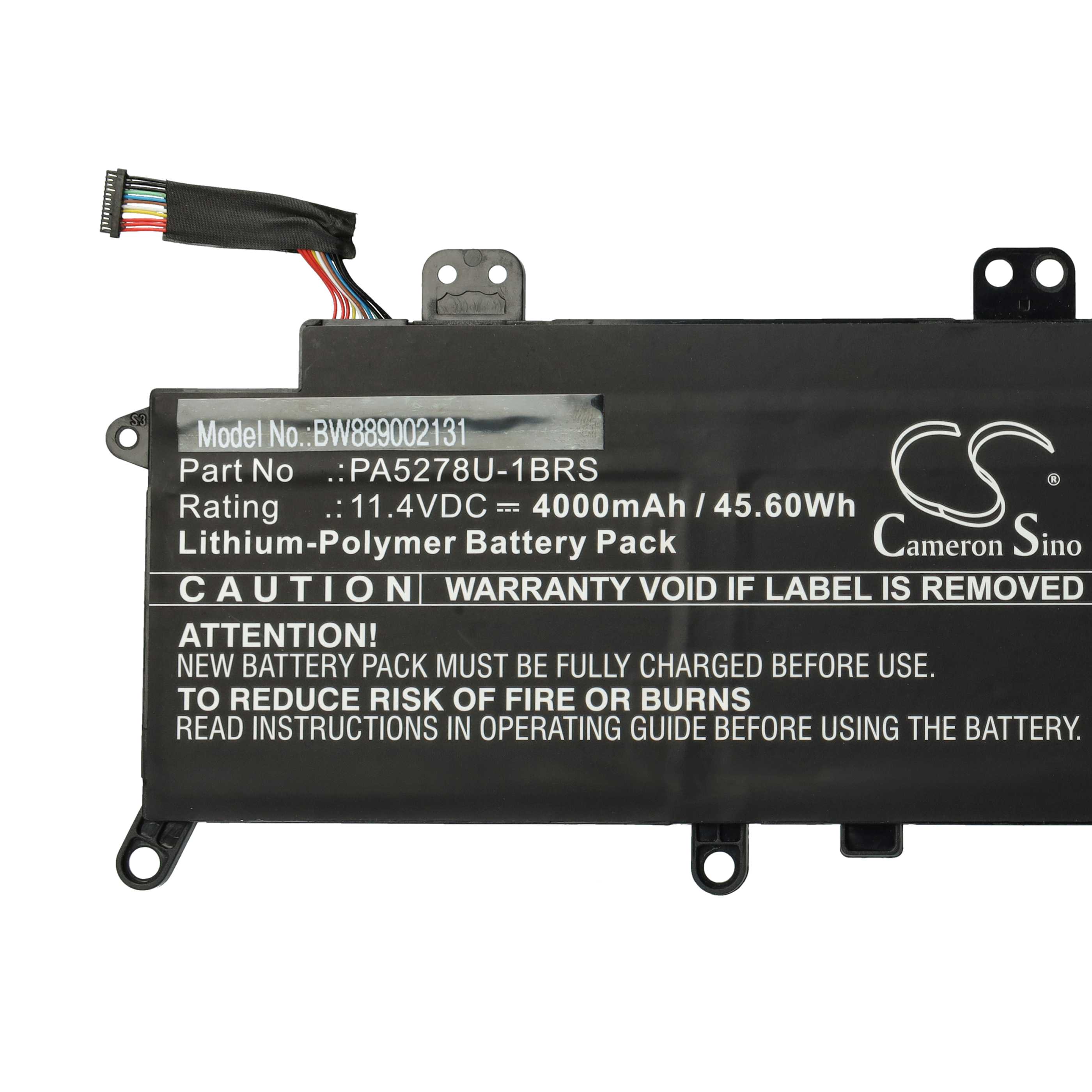 Notebook Battery Replacement for Toshiba PA5278U-1BRS - 4000mAh 11.4V Li-polymer, black