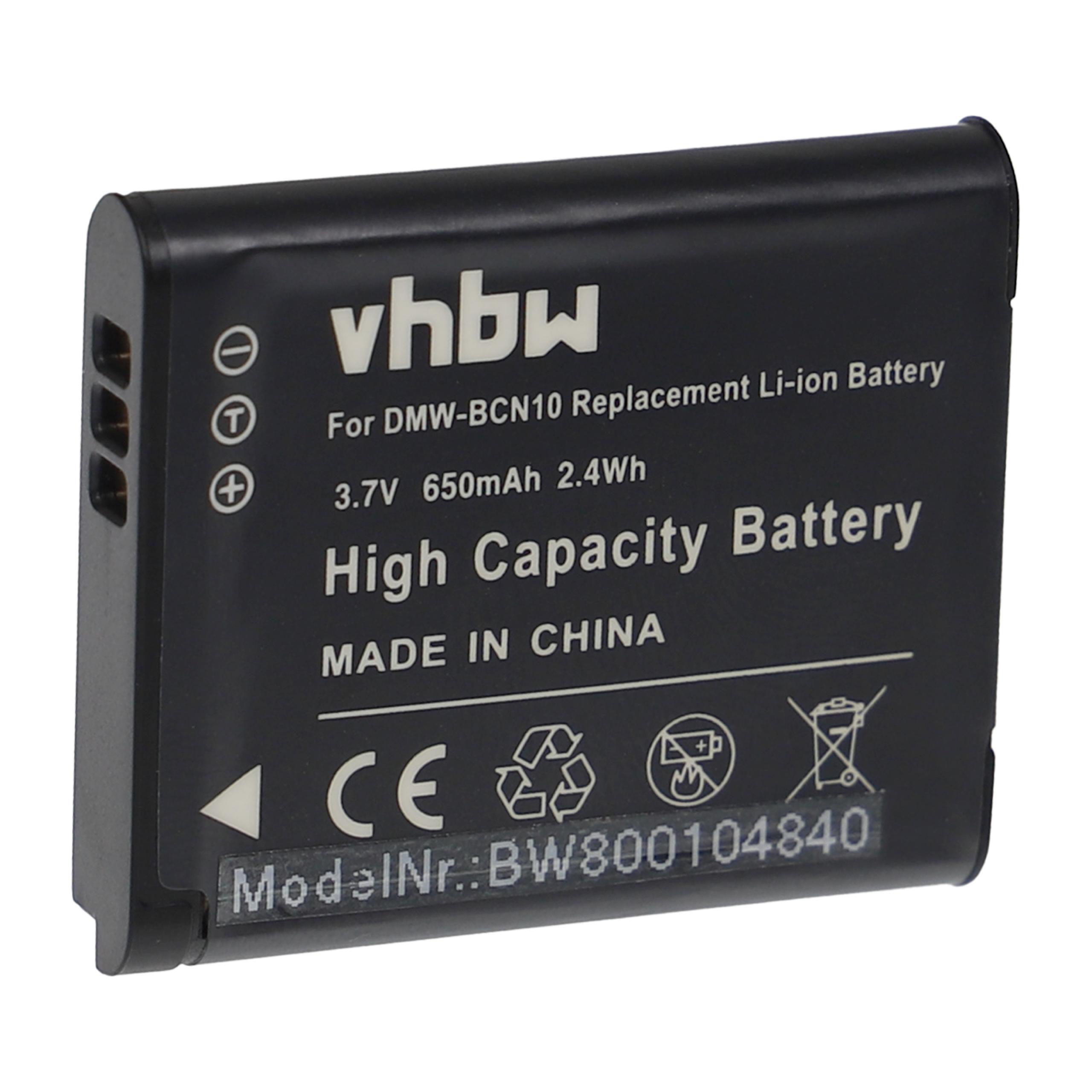 Batterie remplace Panasonic DMW-BCN10 pour appareil photo - 650mAh 3,7V Li-ion