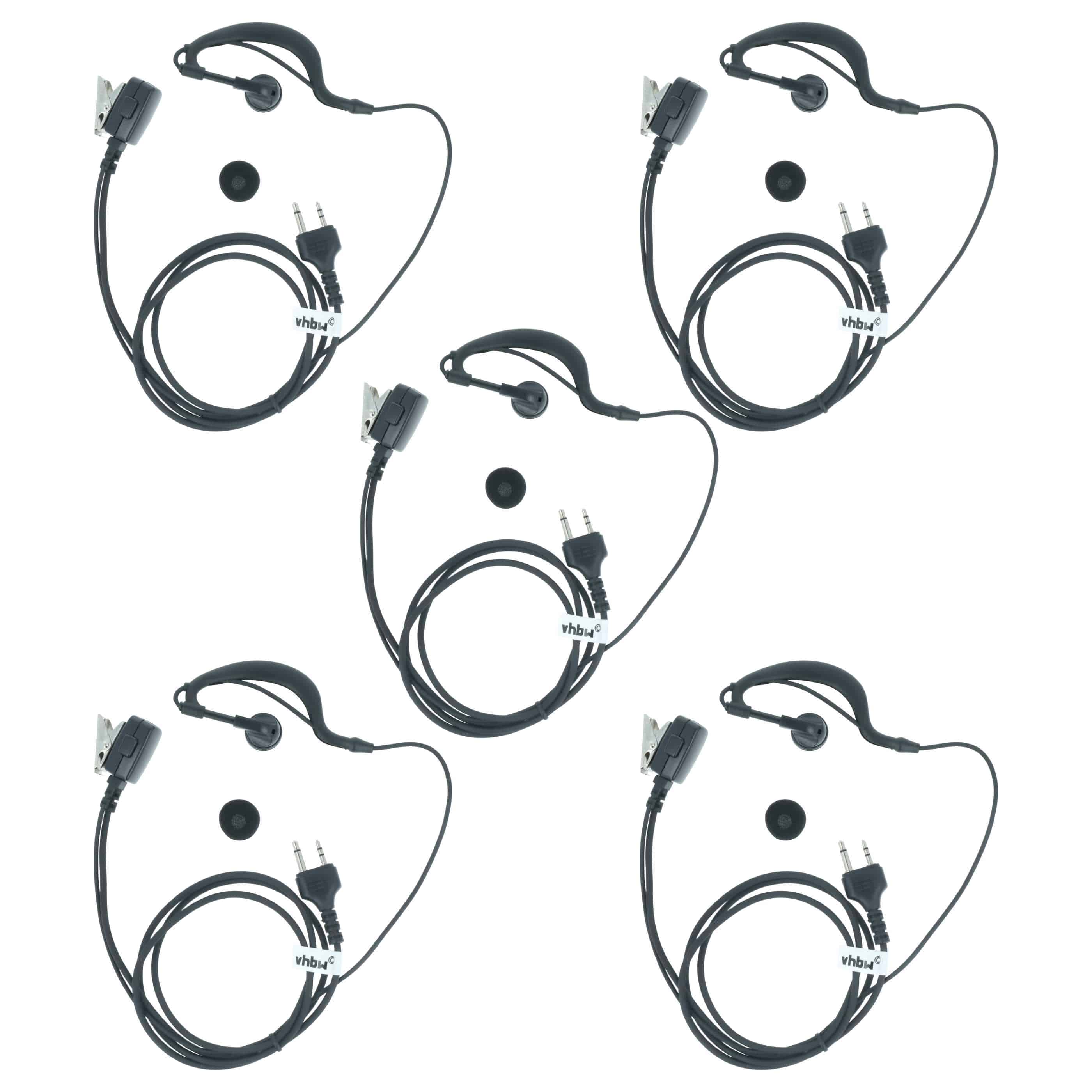 5x Security Radio Headset - "Take Call Button", Clip Mount