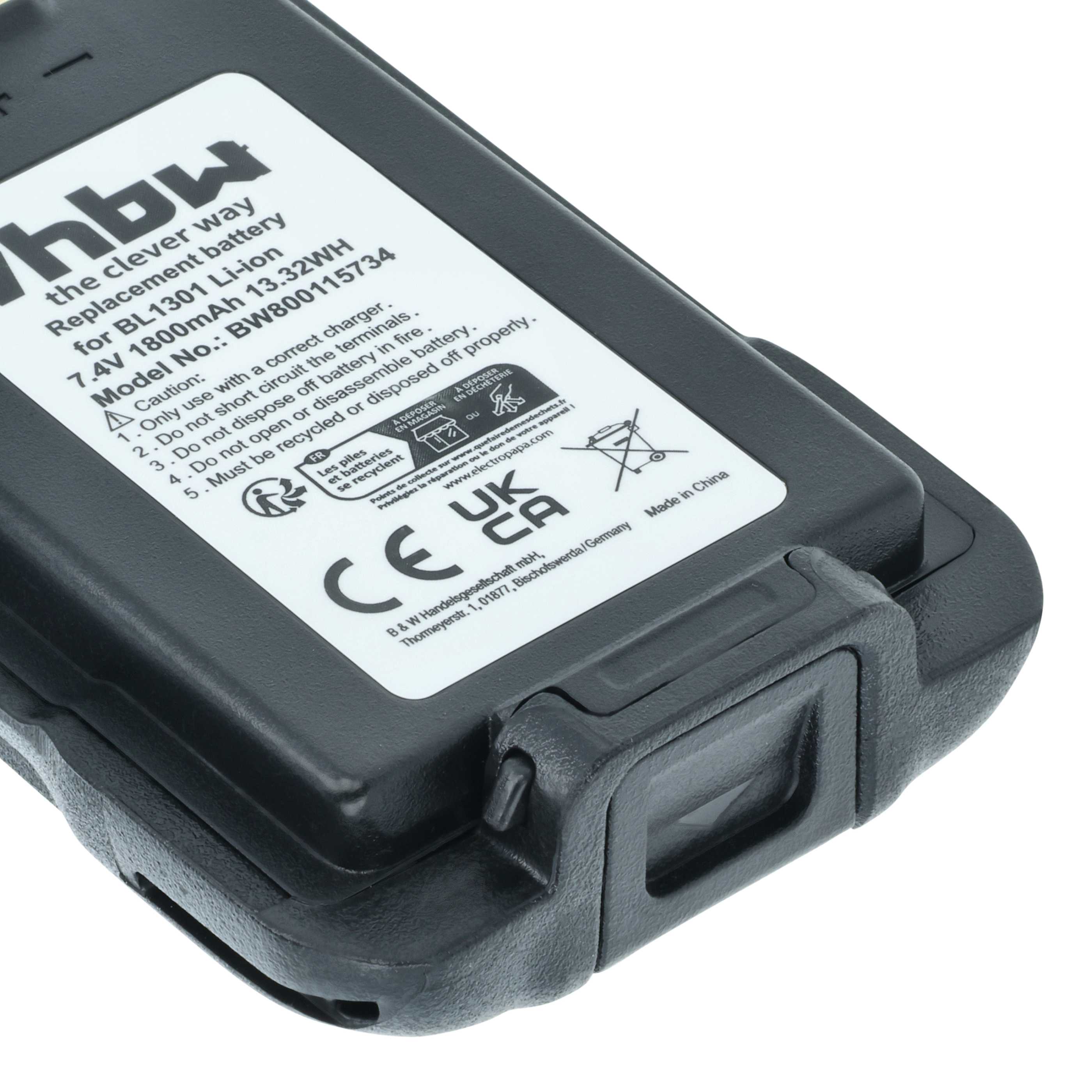 Radio 2x Battery replaces Hyt / Hytera BL2407, BL1301, BL1719 - 1800 mAh 7.4 V Li-Ion
