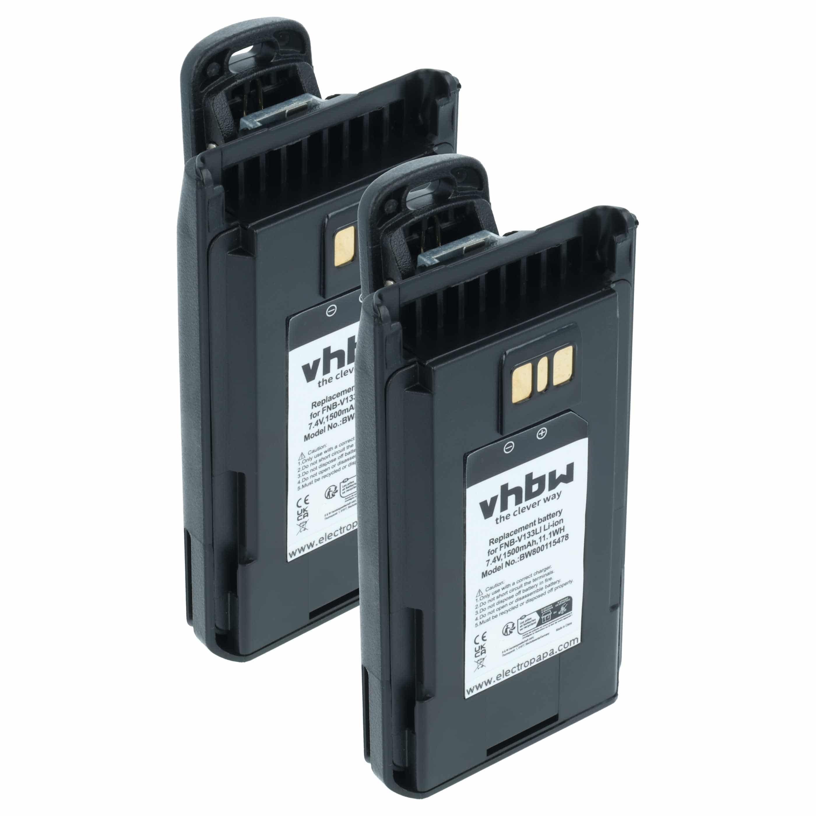 Radio 2x Battery replaces Motorola AAJ67X001 - 1500 mAh 7.4 V Li-Ion