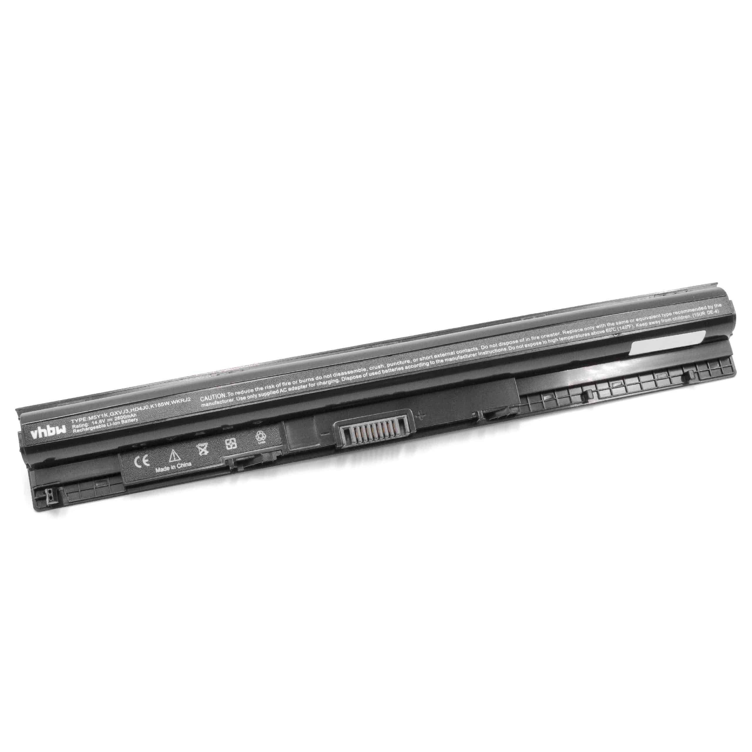 Notebook-Akku als Ersatz für Dell 453-BBBR, 451-BBMG, 451-BBOO, 07G07, 1KFH3 - 2600mAh 14,8V Li-Ion, schwarz