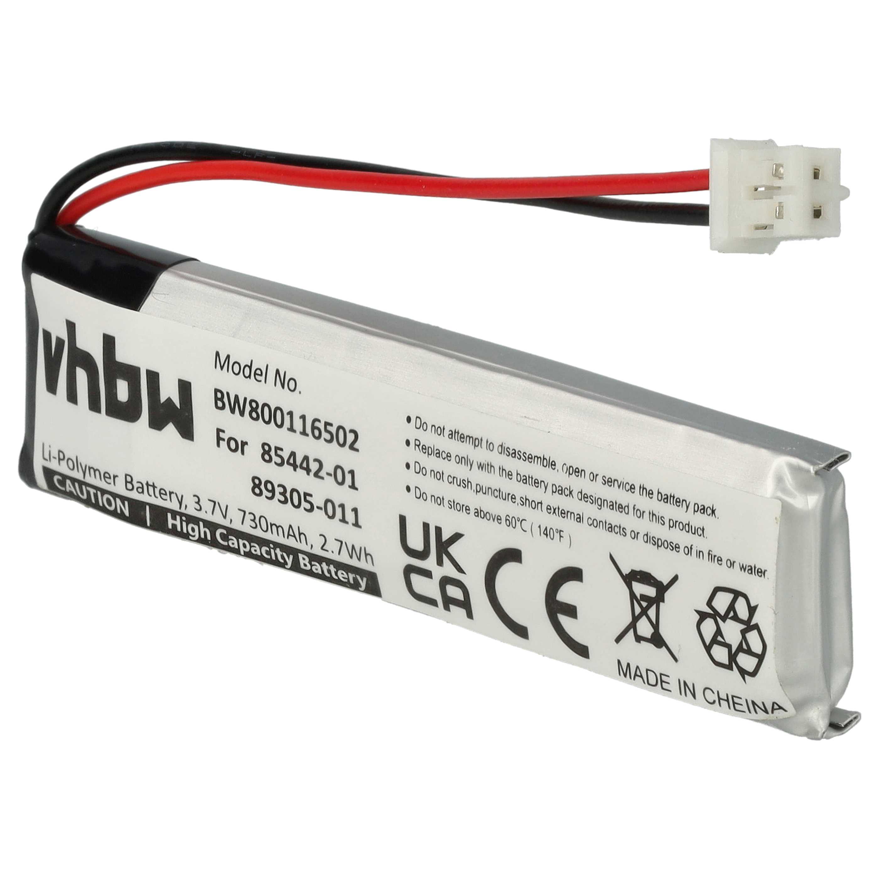 Batteria sostituisce Plantronics 85442-01, 89305-011 per altoparlanti - 730mAh 3,7V Li-Poly