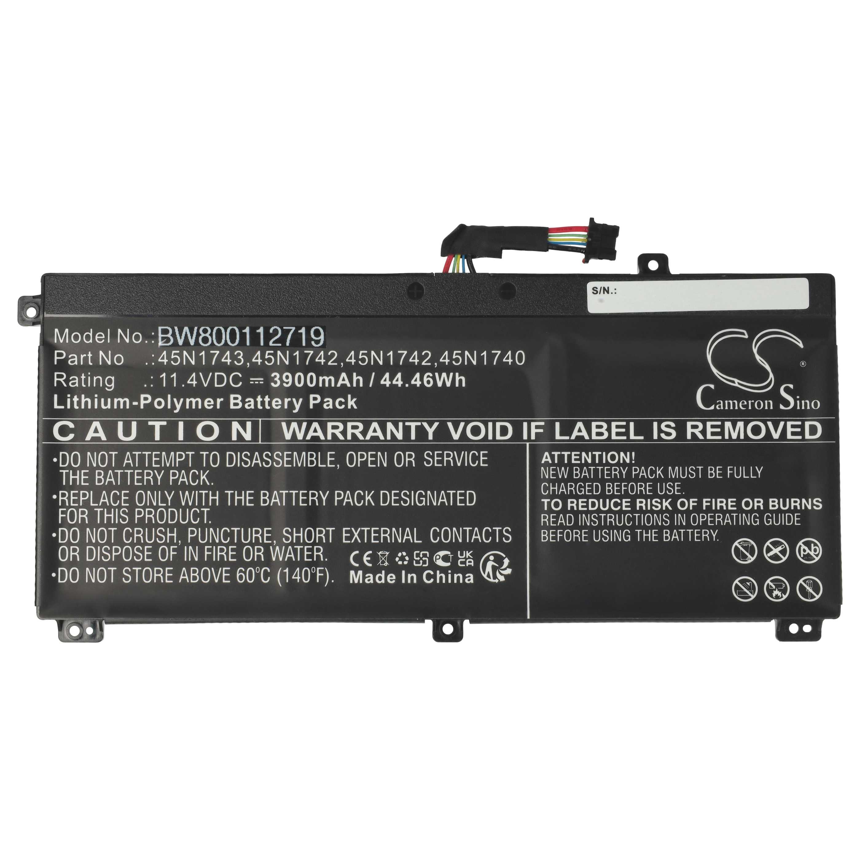 Akumulator do laptopa zamiennik Lenovo 45N1742, 45N1743, 45N1740, 45N1741 - 3900 mAh 11,4 V LiPo, czarny