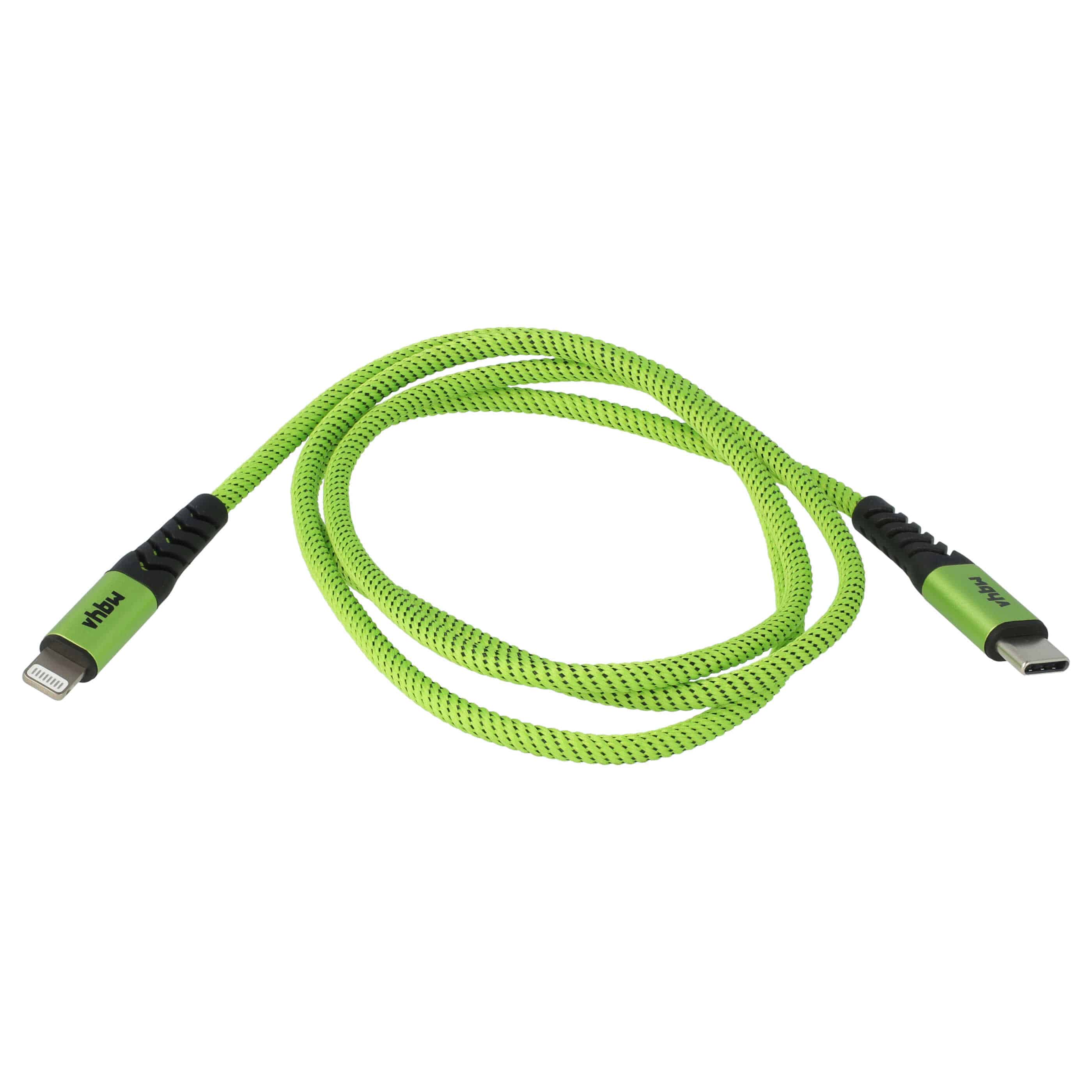 2x Lightning Kabel auf USB C, Thunderbolt 3 passend für Apple MacBook Apple iOS Geräte - Grün Schwarz, 100cm