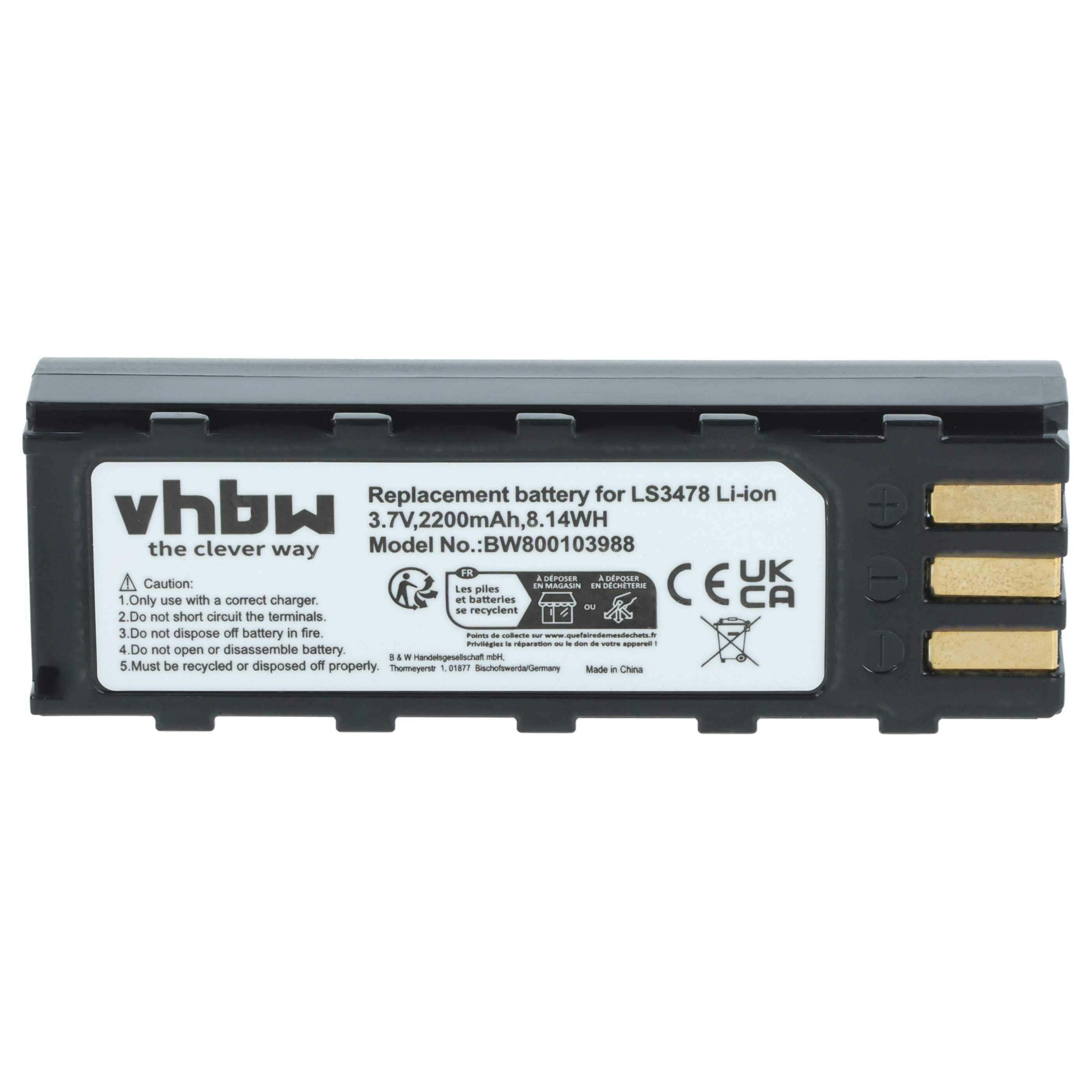2x Batería reemplaza Leuze 50120448 para escáner código de barras (2200 mAh, 3,7 V, Li-Ion)