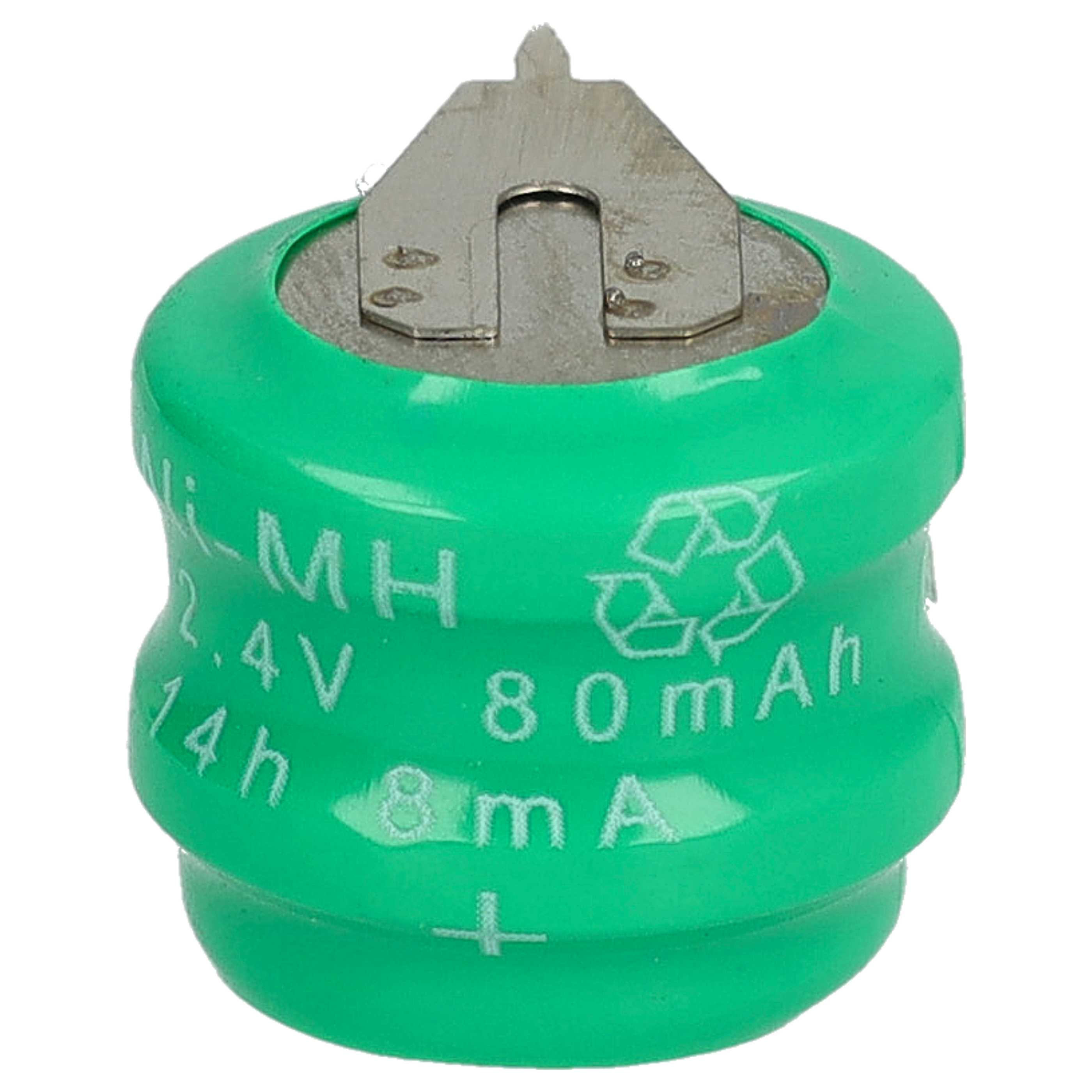 10x Button Cell Battery Type V80H 2 Pins for Model Building Solar Lamps etc. - 80 mAh 2.4 V NiMH