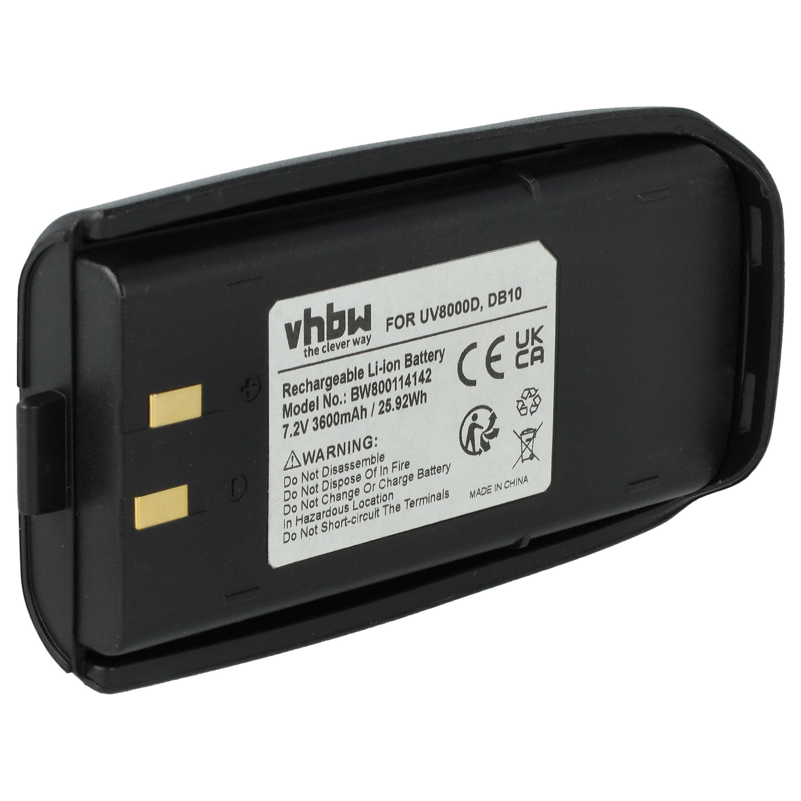 Radio Battery replaces UV8000D, DB10 - 3600 mAh 7.2 V Li-Ion