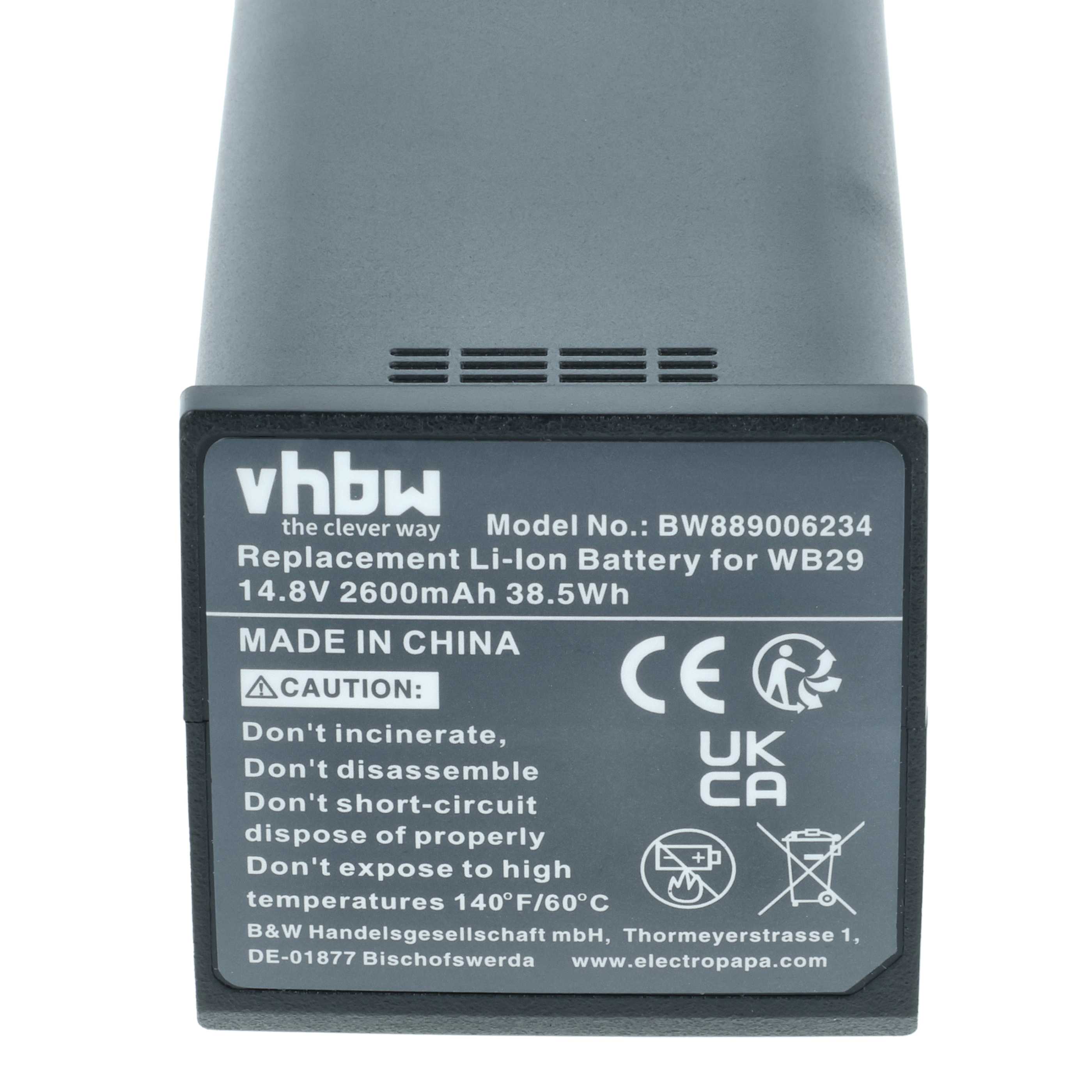 Batteria per flash per fotocamera sostituisce Godox DFB/GDWB29, WB29 - 2600mAh 14,8V Li-Ion