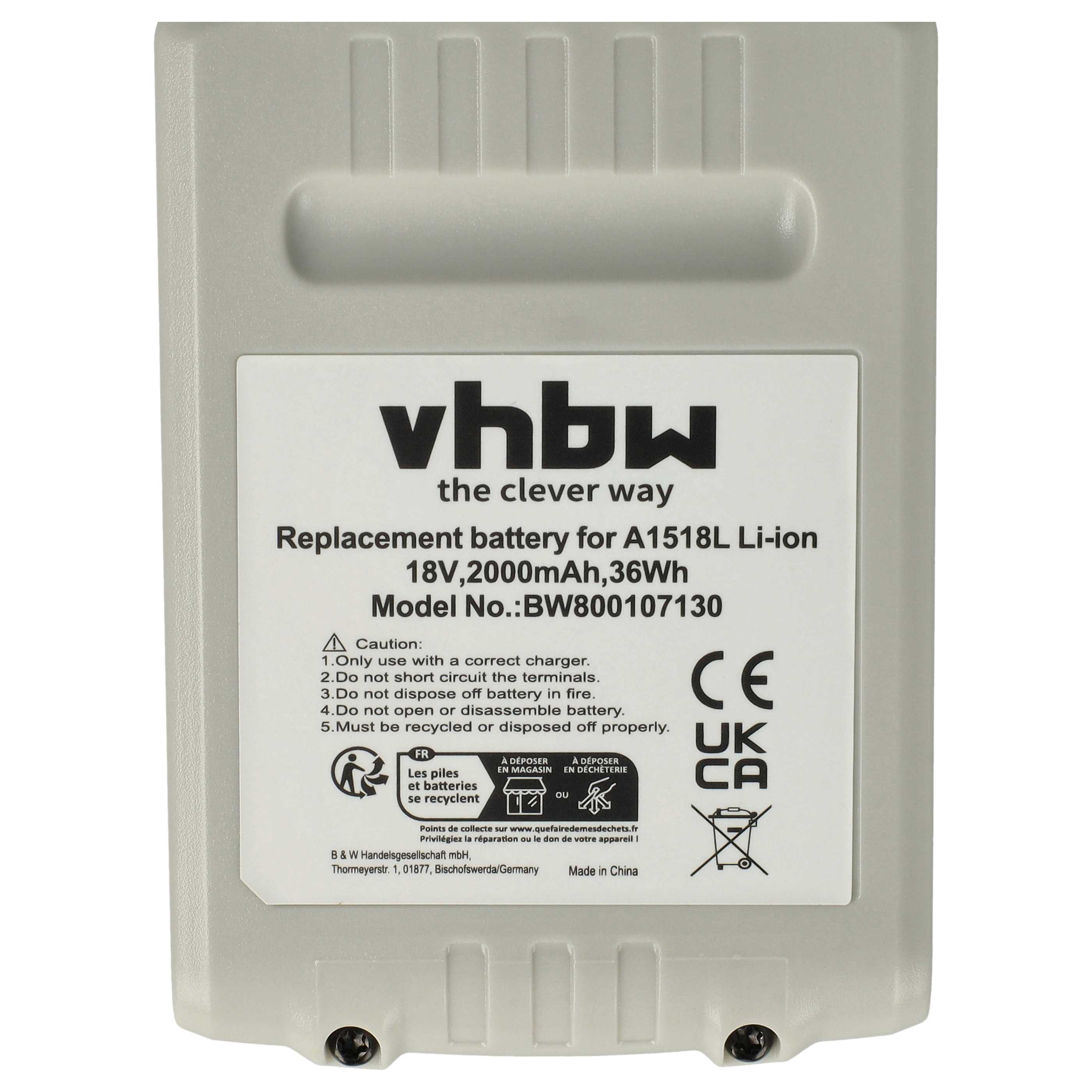 Battery replaces Black & Decker A1518L, LB018-OPE Electric Power Tool - 2000 mAh, 18 V, Li-Ion