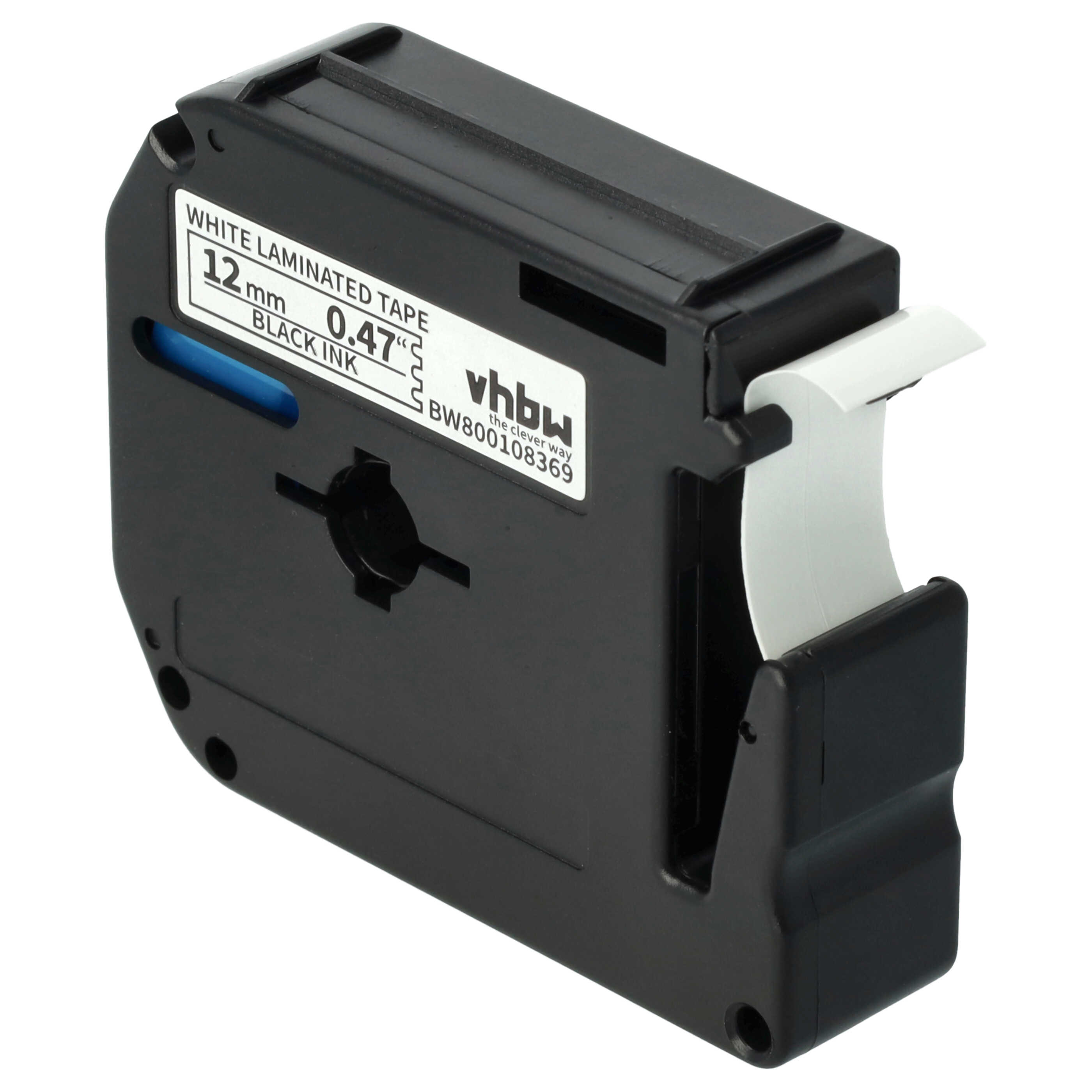 Label Tape as Replacement for Brother M-K231 - 12 mm Black to White