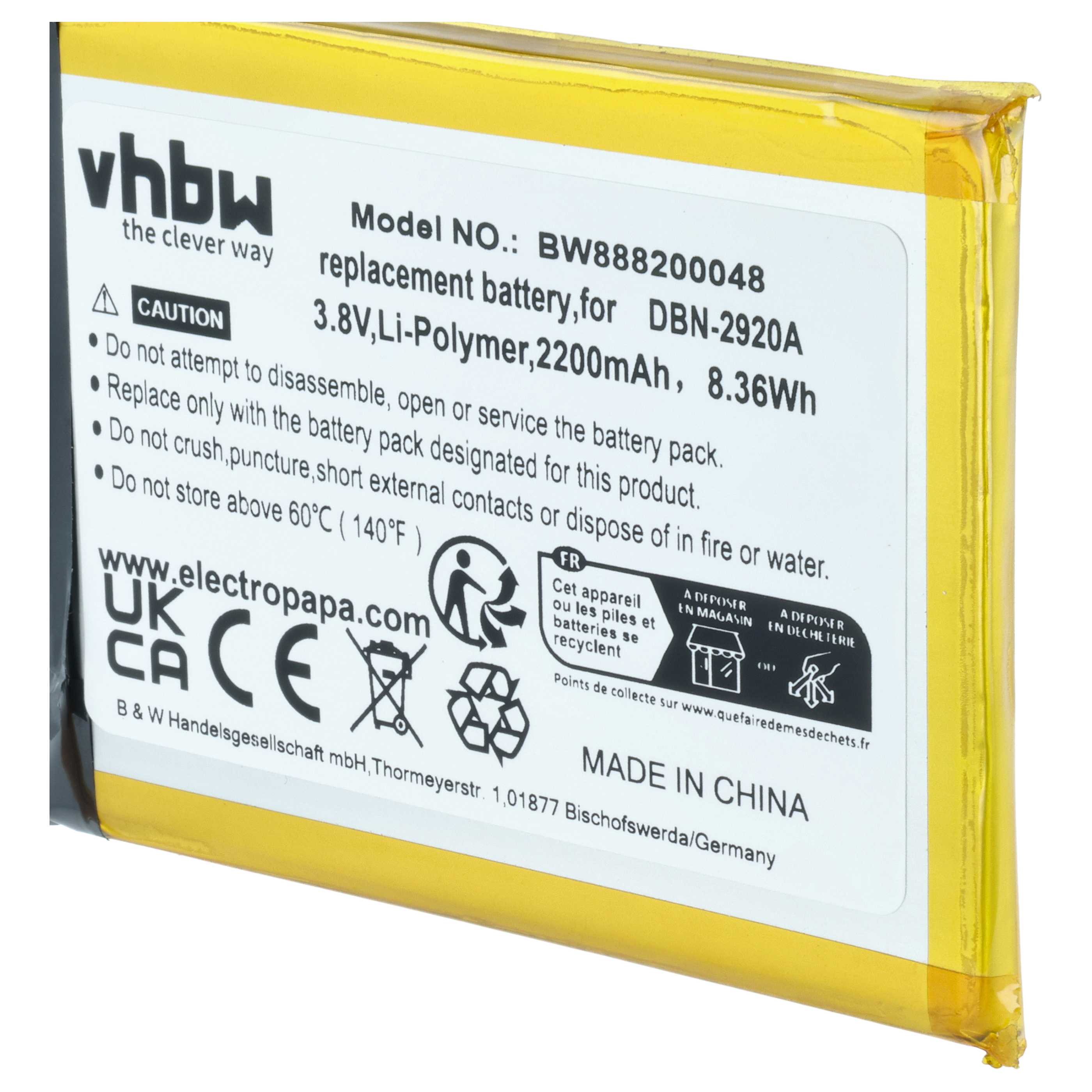 Akumulator do telefonu smartfona Doro 8040, 8042 - 2200 mAh 3,8 V LiPo