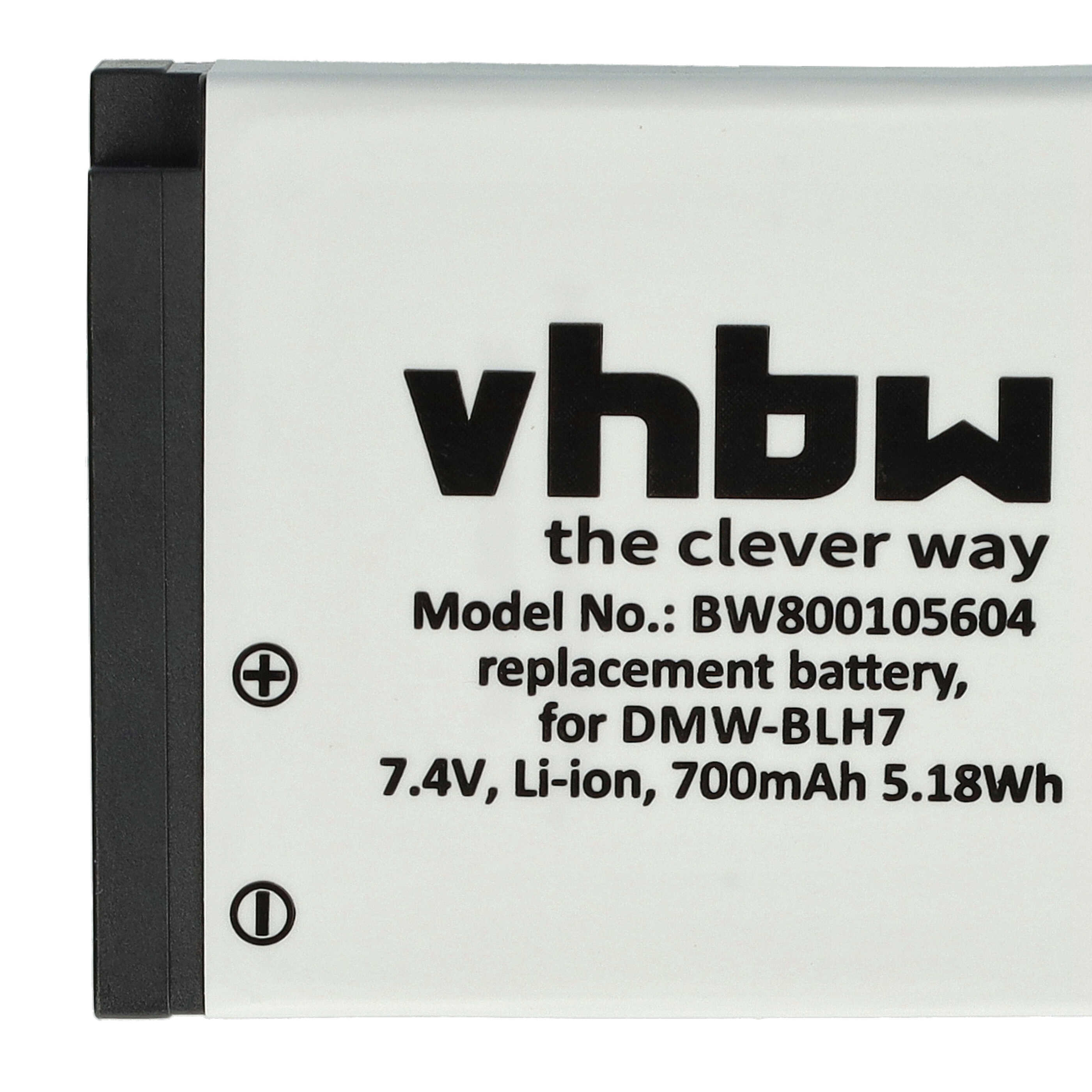 Batteries (2x pièces) remplace Panasonic DMW-BLH7E, DMW-BLH7 pour appareil photo - 600mAh 7,2V Li-ion