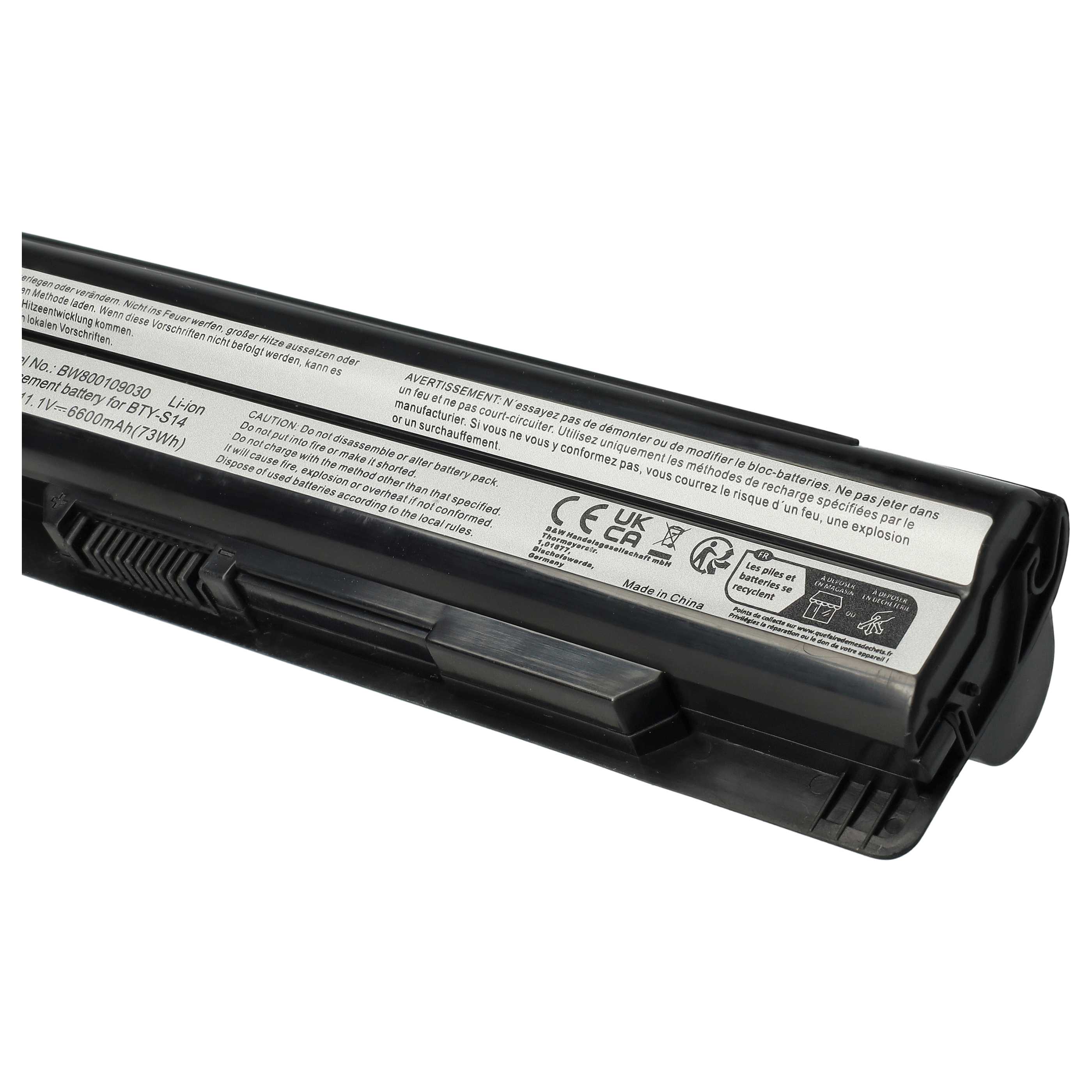 Akumulator do laptopa zamiennik Medion BTY-S14, 40029150, 40029231, 40029683 - 6600 mAh 11,1 V Li-Ion, czarny