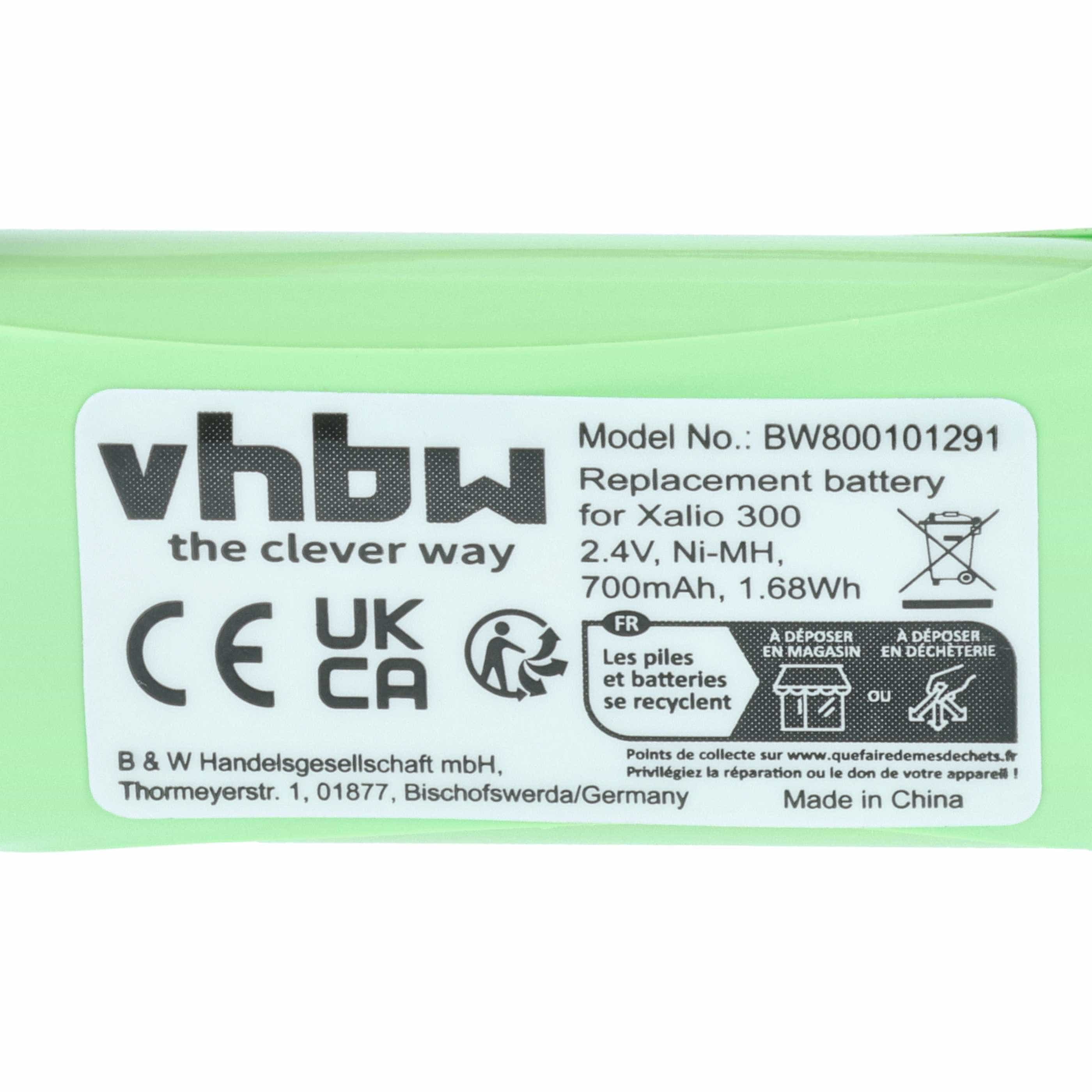 Batterie remplace Philips 60AAAH2BMX, 2HR-AAAU, H-AAA500X2 pour téléphone Philips - 700mAh 2,4V NiMH