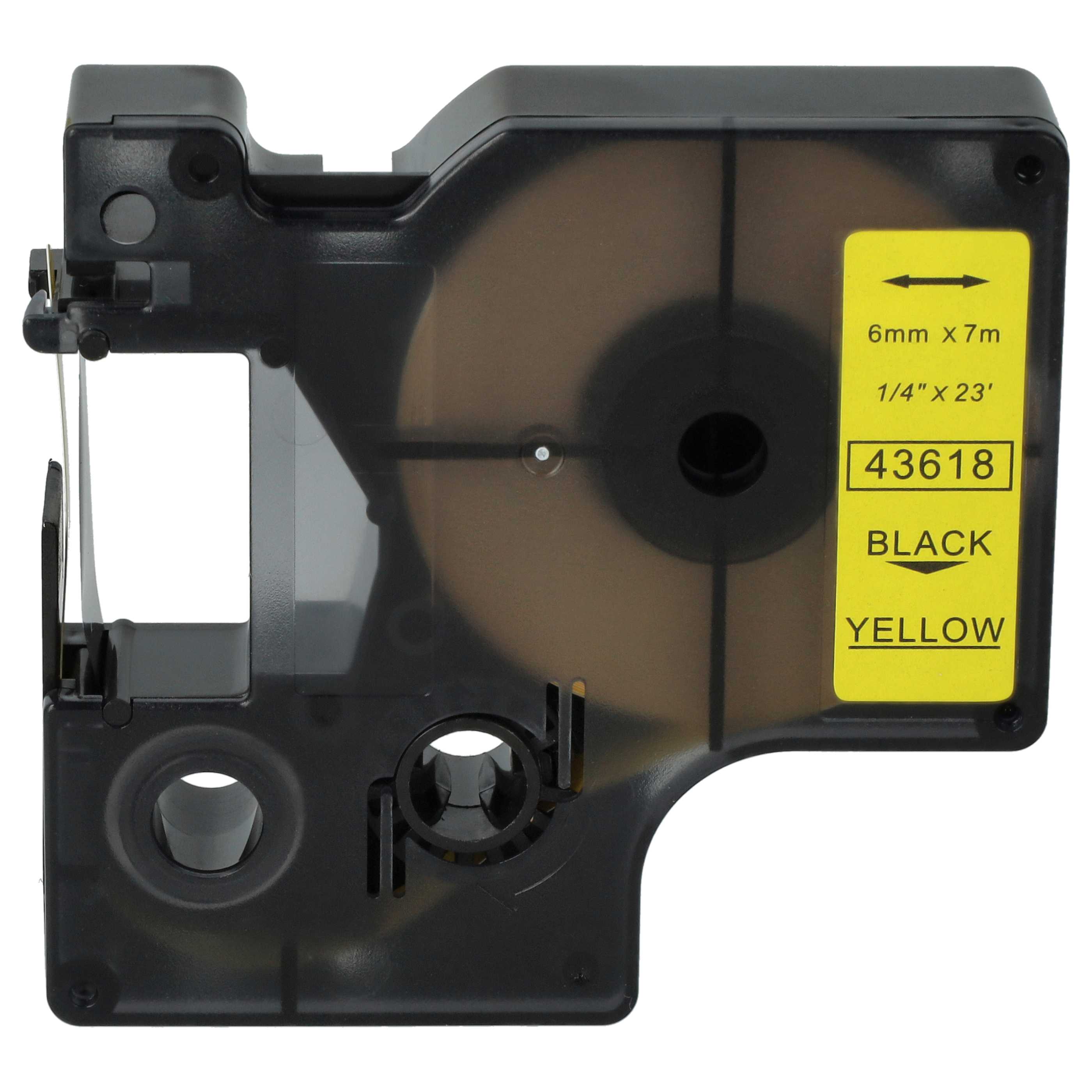 Label Tape replaces Dymo 43618, D1 - 6 mm Black to Yellow