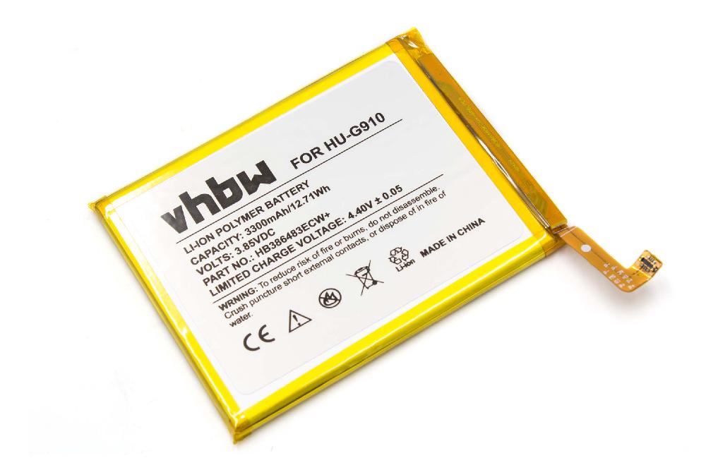 Batterie remplace Huawei HB386483ECW+ pour téléphone portable - 3300mAh, 3,85V, Li-polymère