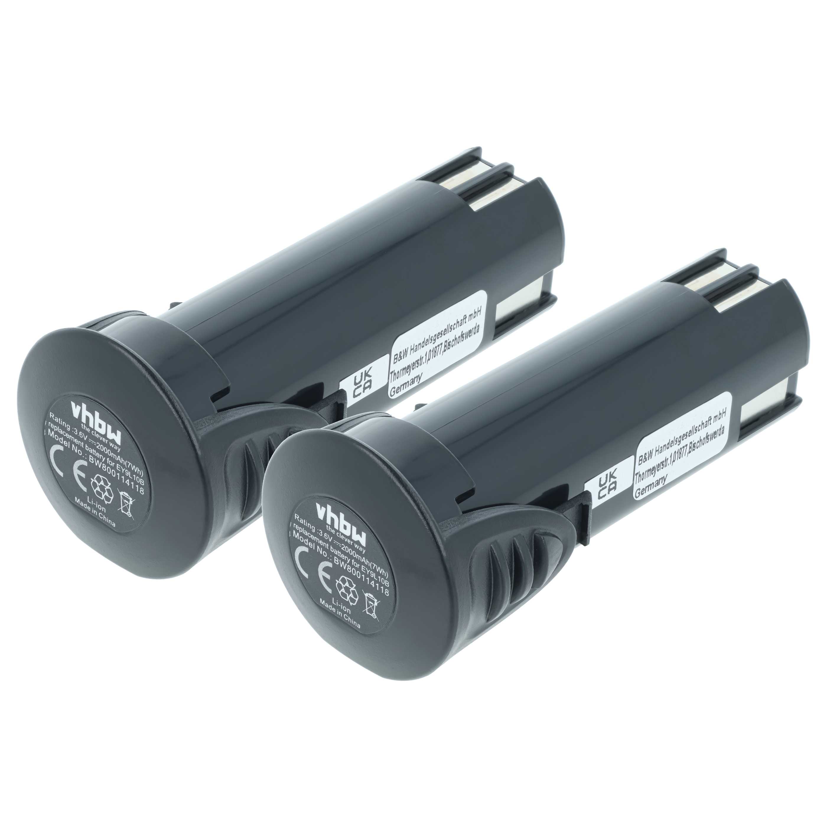2x Batería para herramienta reemplaza Panasonic EZ9L10, EY9L10B - 2000 mAh, 3,6 V, Li-Ion