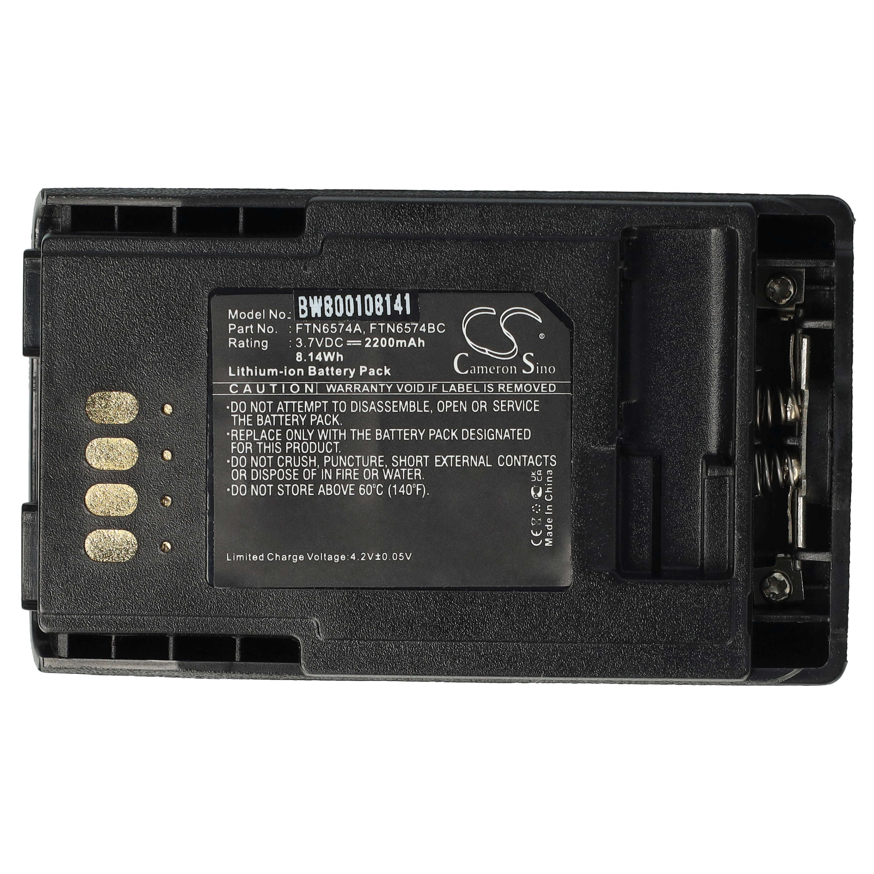 Batería reemplaza Motorola AP-6574, FTN6574 para radio, walkie-talkie Motorola - 2200 mAh 3,7 V Li-Ion