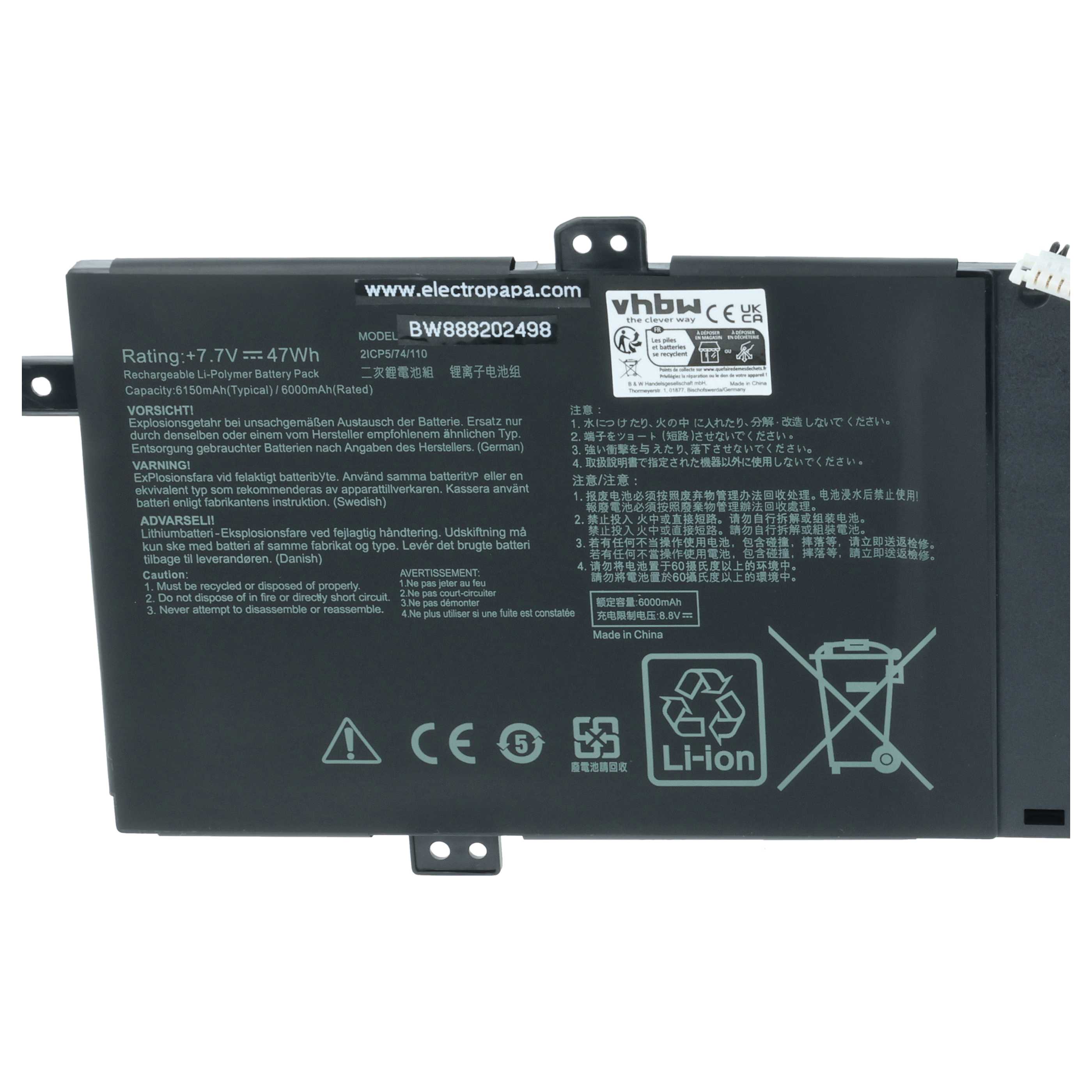 Batteria per ASUS ZenBook 14 6000mAh 7.7V nera Batteria per ASUS ZenBook 14 6000mAh 7.7V nera