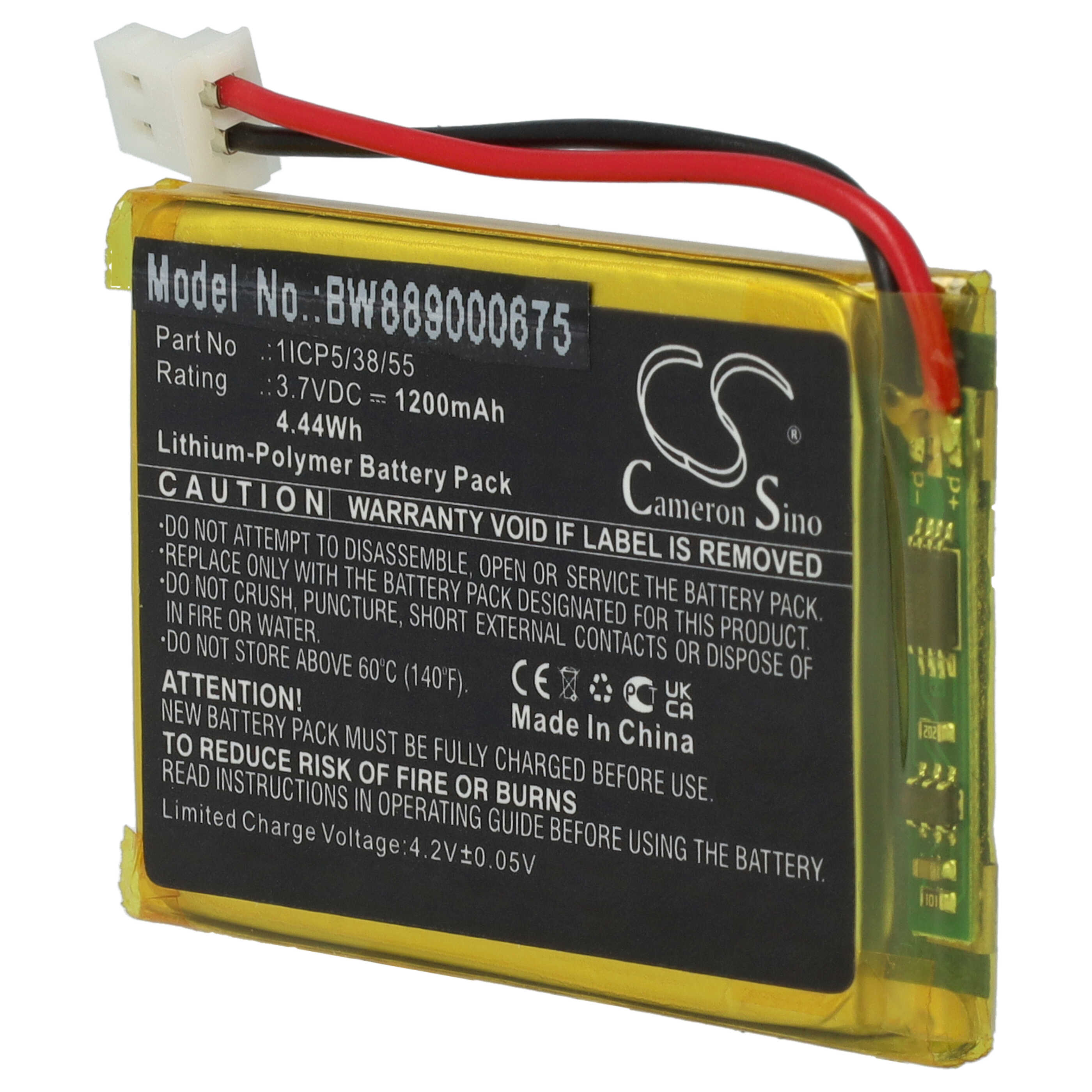 Batterie remplace NUK 1ICP5/38/55 pour moniteur bébé - 1200mAh 3,7V Li-polymère
