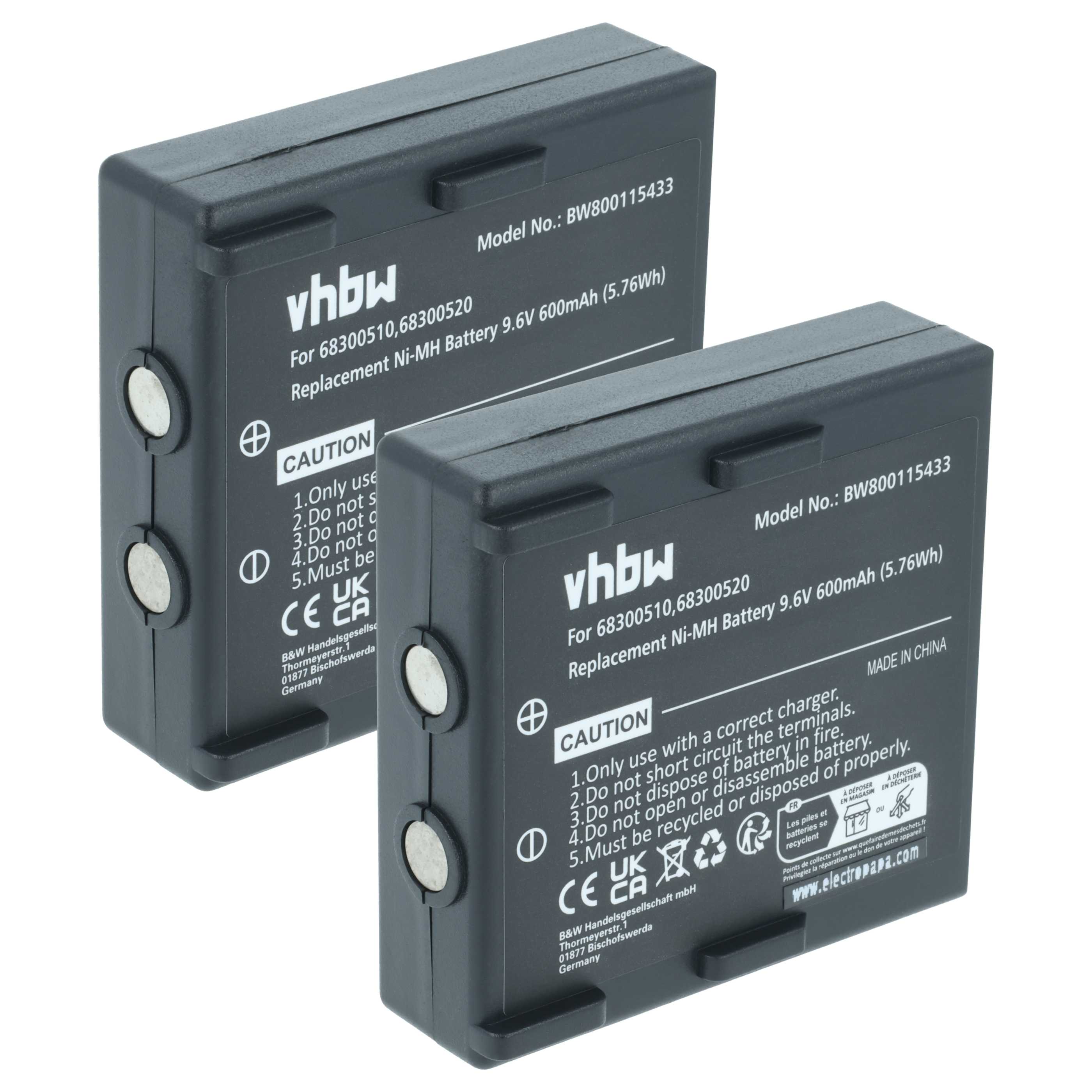2x Akumulator do zdalnego sterowania zamiennik Abitron 68300510, 68300520, 68300525 - 600mAh 9,6V NiMH