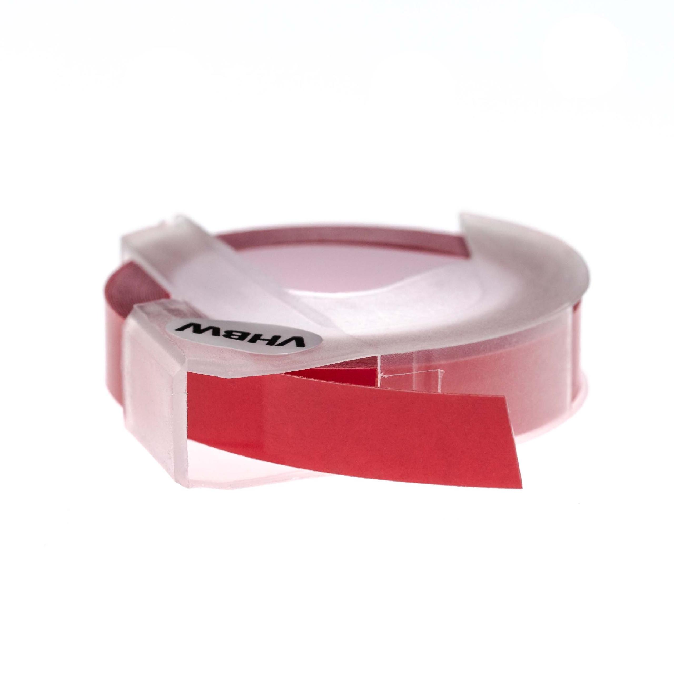Cassette à ruban, gaufrage relief remplace Dymo 0898120, S0898120 - 9mm lettrage Blanc ruban Rose fonçé