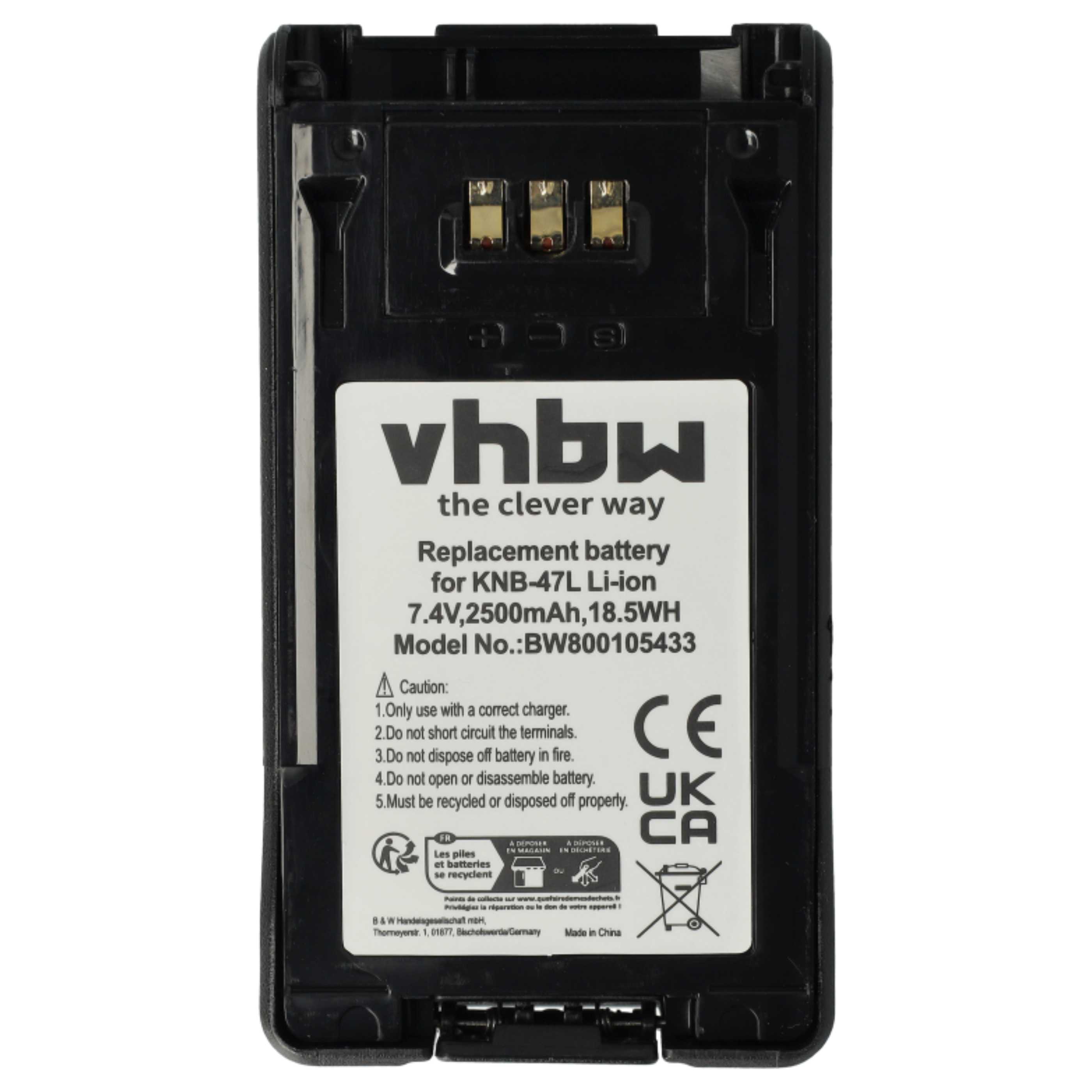 Radio 2x Battery replaces Kenwood KNB-47L, KNB-50NC, KNB-48L, KNB-48, KNB-47 - 2500 mAh 7.4 V Li-Ion