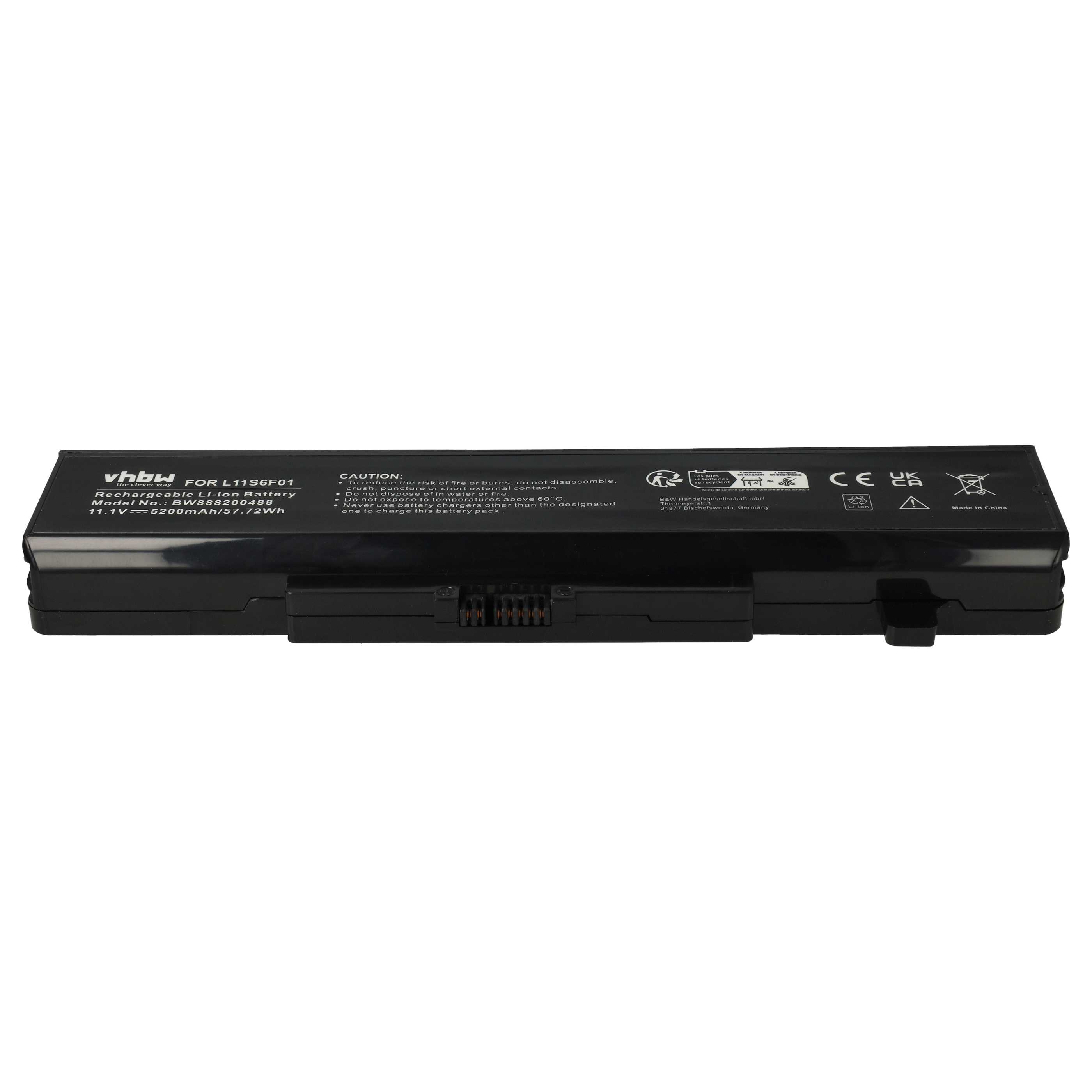 Notebook Battery replaces Lenovo 0A36311, 121000675, 121500047, 121500048 - 5200 mAh 11.1 V Li-Ion, black