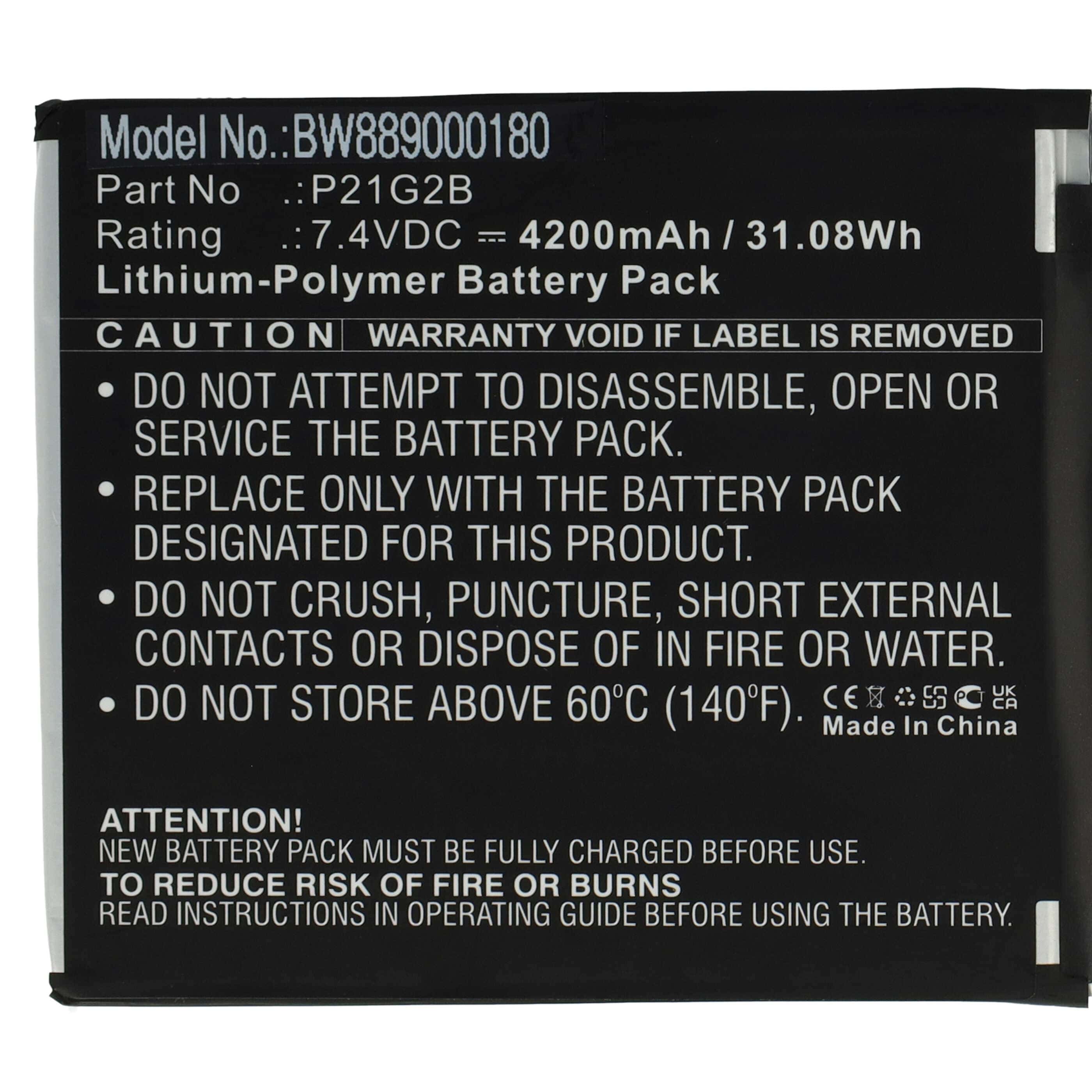 Batterie remplace Microsoft P21G2B pour tablette - 4200mAh 7,4V Li-polymère