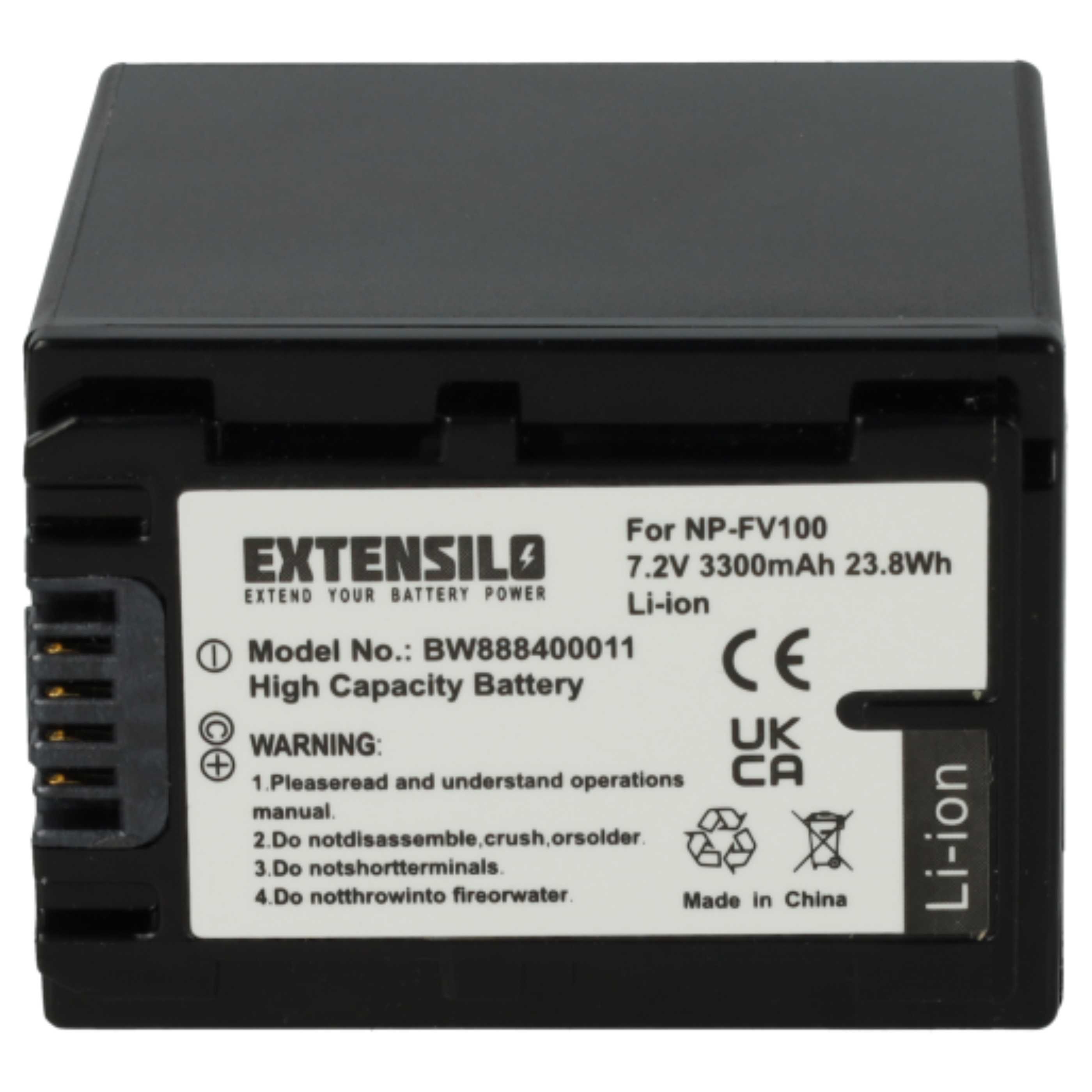 3x Battery replaces Sony NP-FH100, NP-FH50, NP-FV40, NP-FV30, NP-FH71, NP-FV100 - 3300mAh, 7.4V, Li-Ion