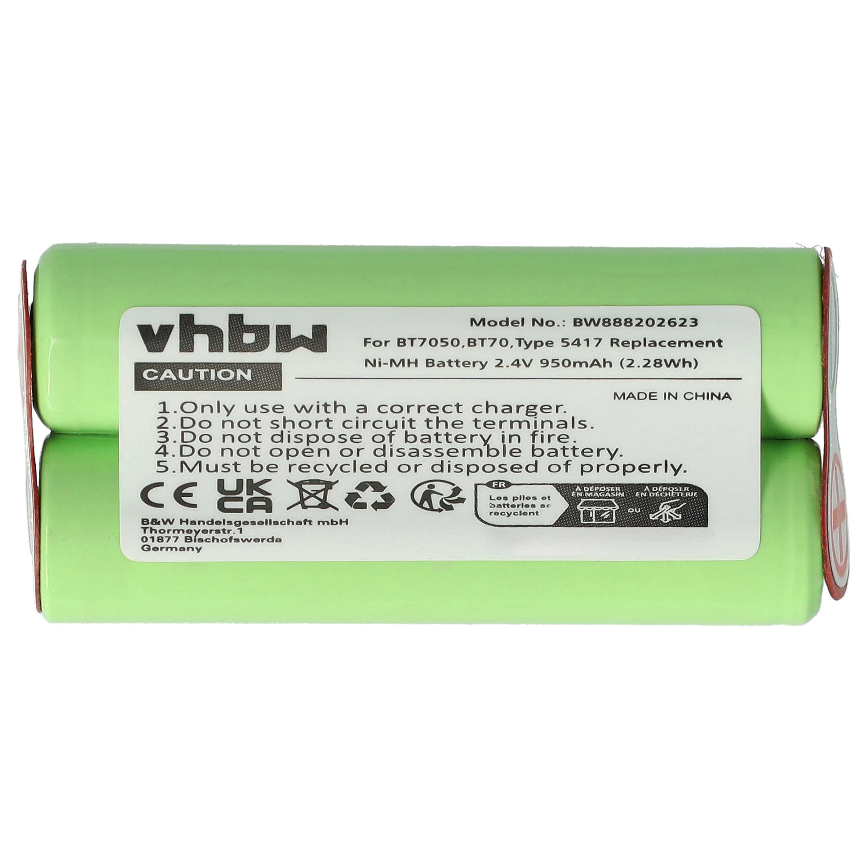 Electric Razor Battery Replacement for Braun Type 5417 - 950 mAh 2.4 V NiMH